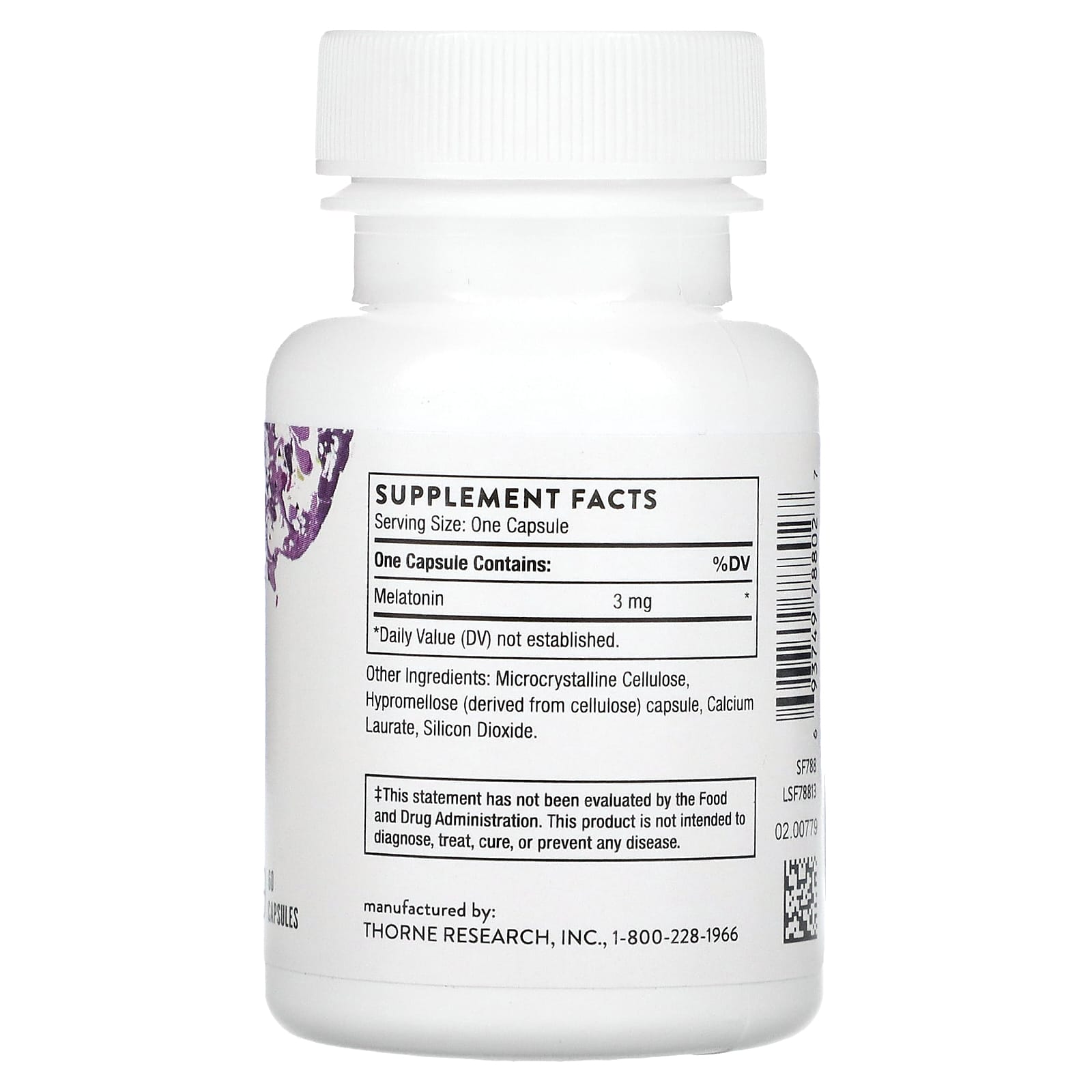 Thorne Research, Melaton-3, 60 Capsules UPC 693749788027 | HiLife Vitamins