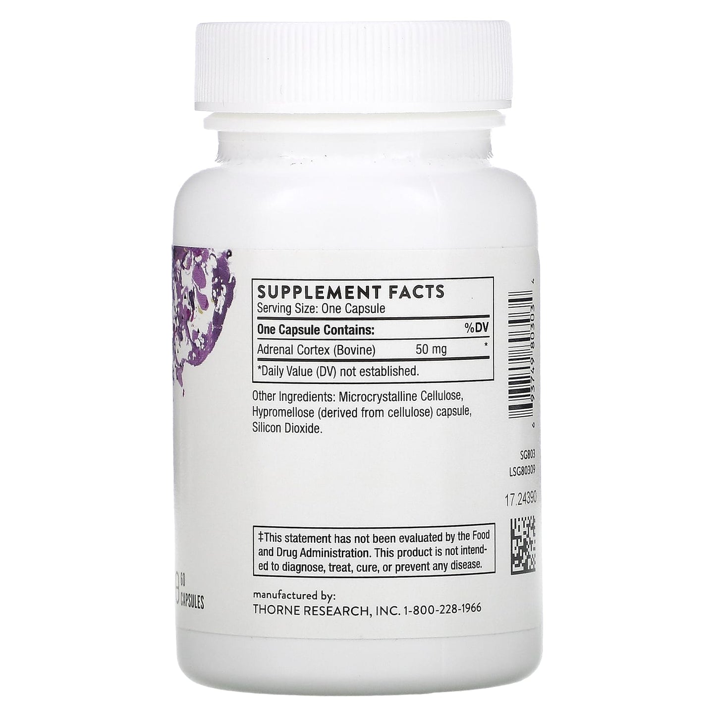 Thorne Research, Adrenal Cortex, 60 Capsules UPC 693749803034 | HiLife Vitamins