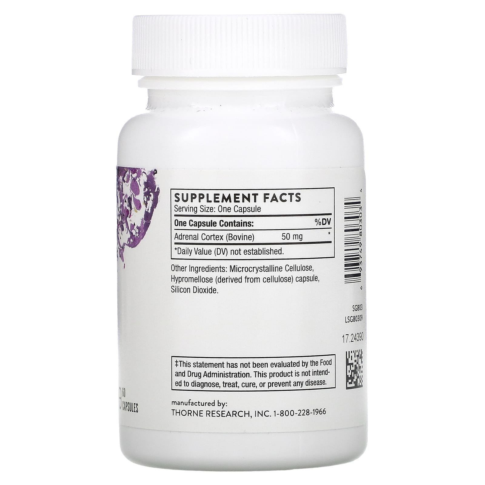 Thorne Research, Adrenal Cortex, 60 Capsules UPC 693749803034 | HiLife Vitamins
