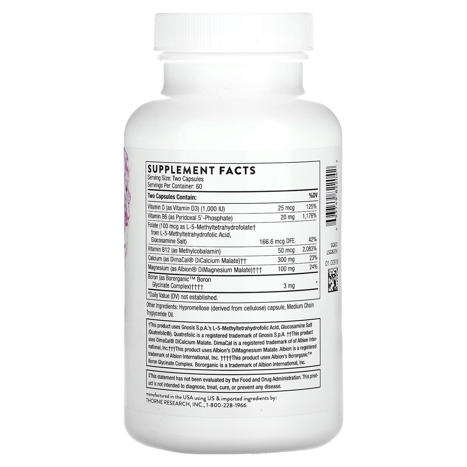 Thorne Research, Advanced Bone Support, 120 Capsules UPC 693749822042 | HiLife Vitamins