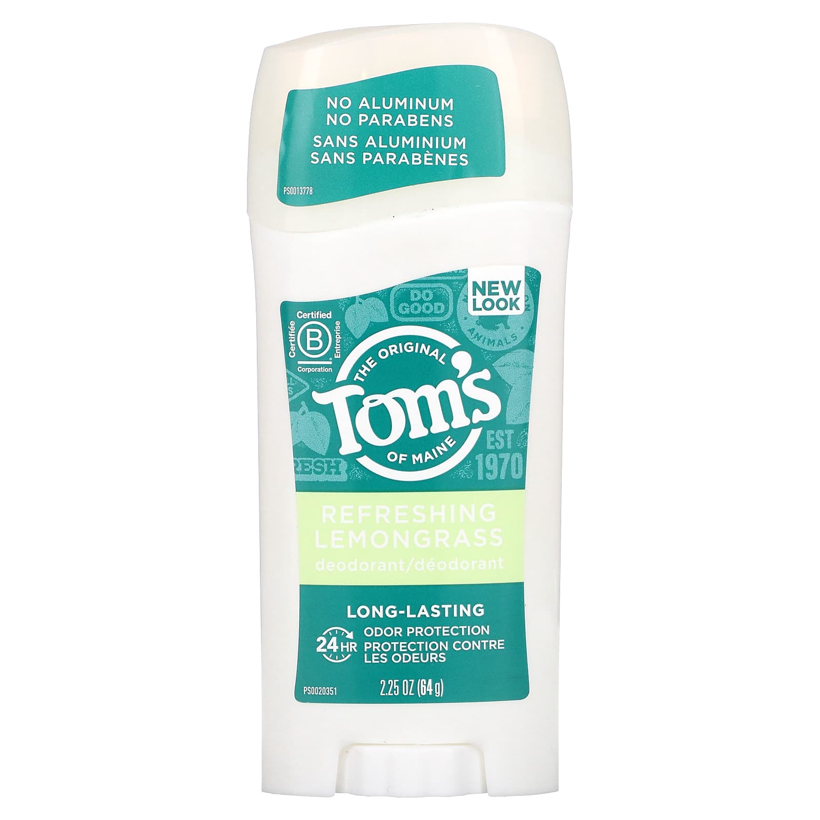 Tom’s Of Maine, Deodorant Stick Long Lasting Lemongrass, 2.25 Oz UPC 077326613252 | HiLife Vitamins