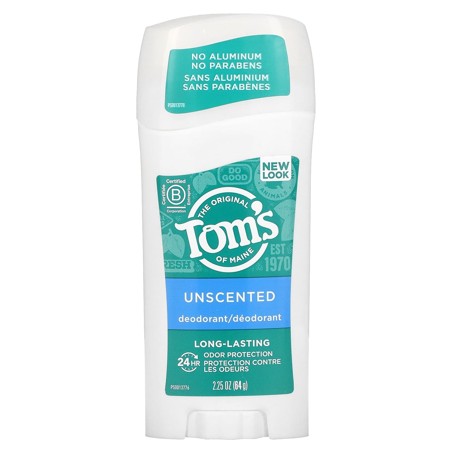 Tom’s Of Maine, Deodorant Stick Long Lasting Unscented, 2.25 Oz UPC 077326614259 | HiLife Vitamins