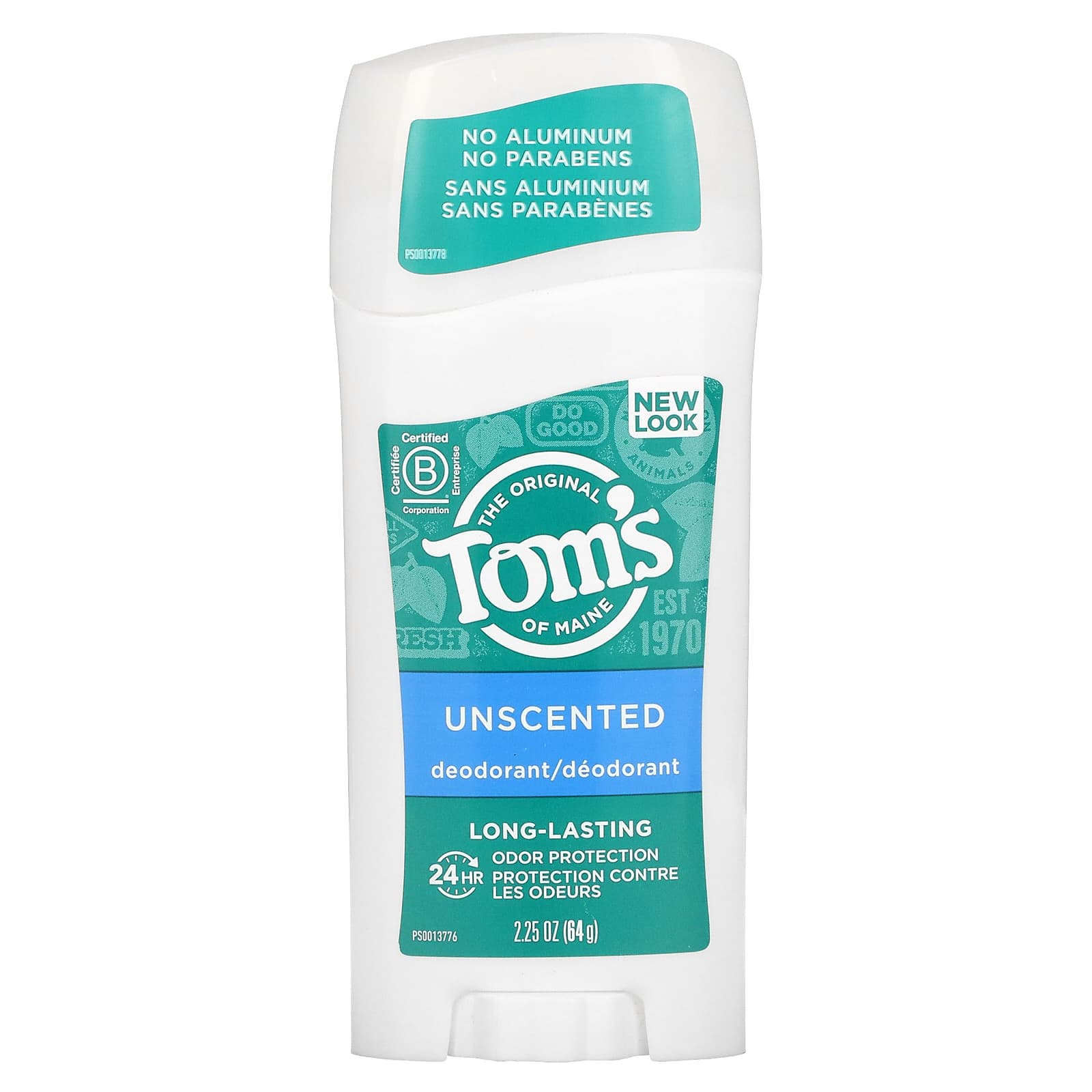 Tom’s Of Maine, Deodorant Stick Long Lasting Unscented, 2.25 Oz UPC 077326614259 | HiLife Vitamins