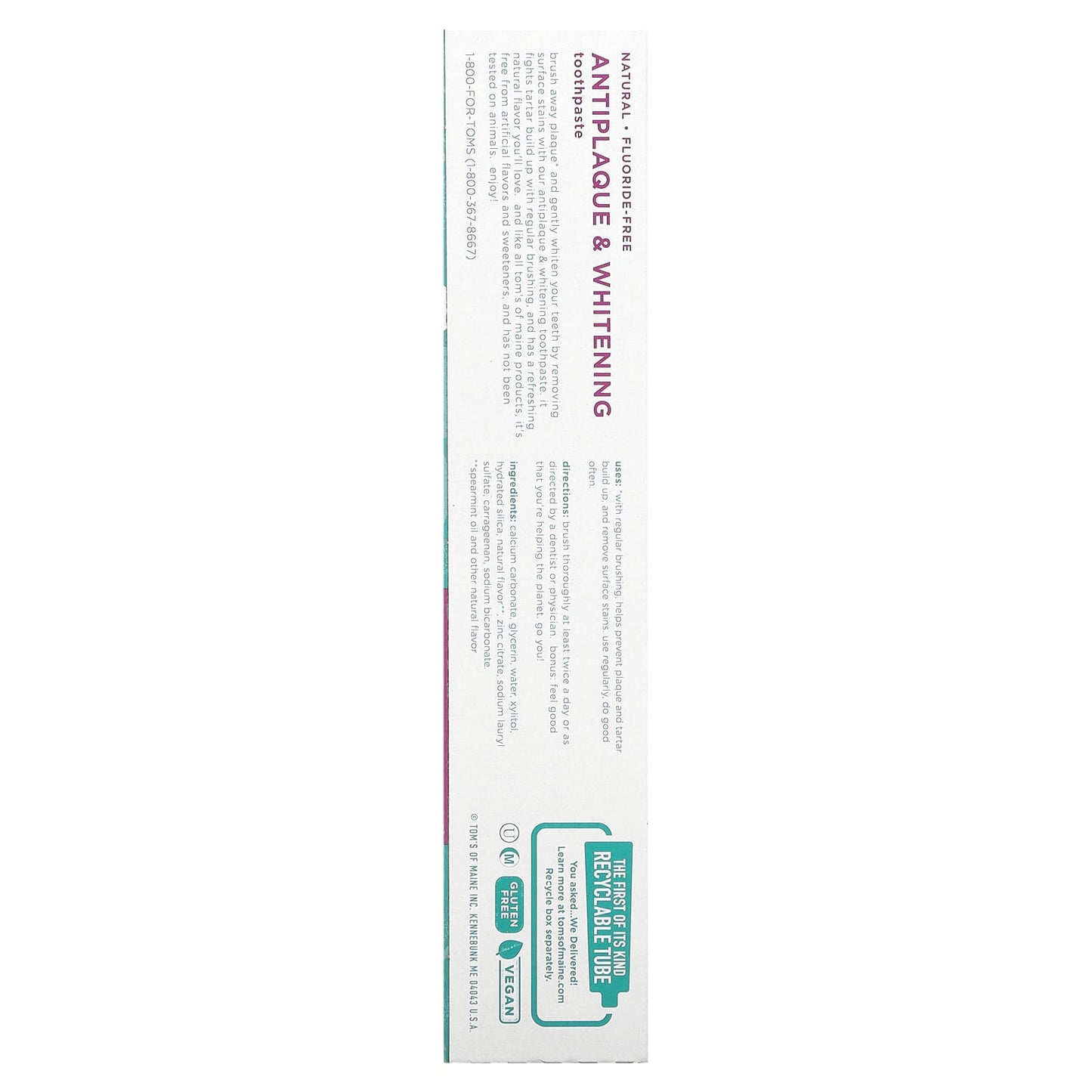 Tom’s Of Maine, Toothpaste AntiPlaque Tartar Control Whitening Spearmint, 5.5 Oz UPC 077326830864 | HiLife Vitamins