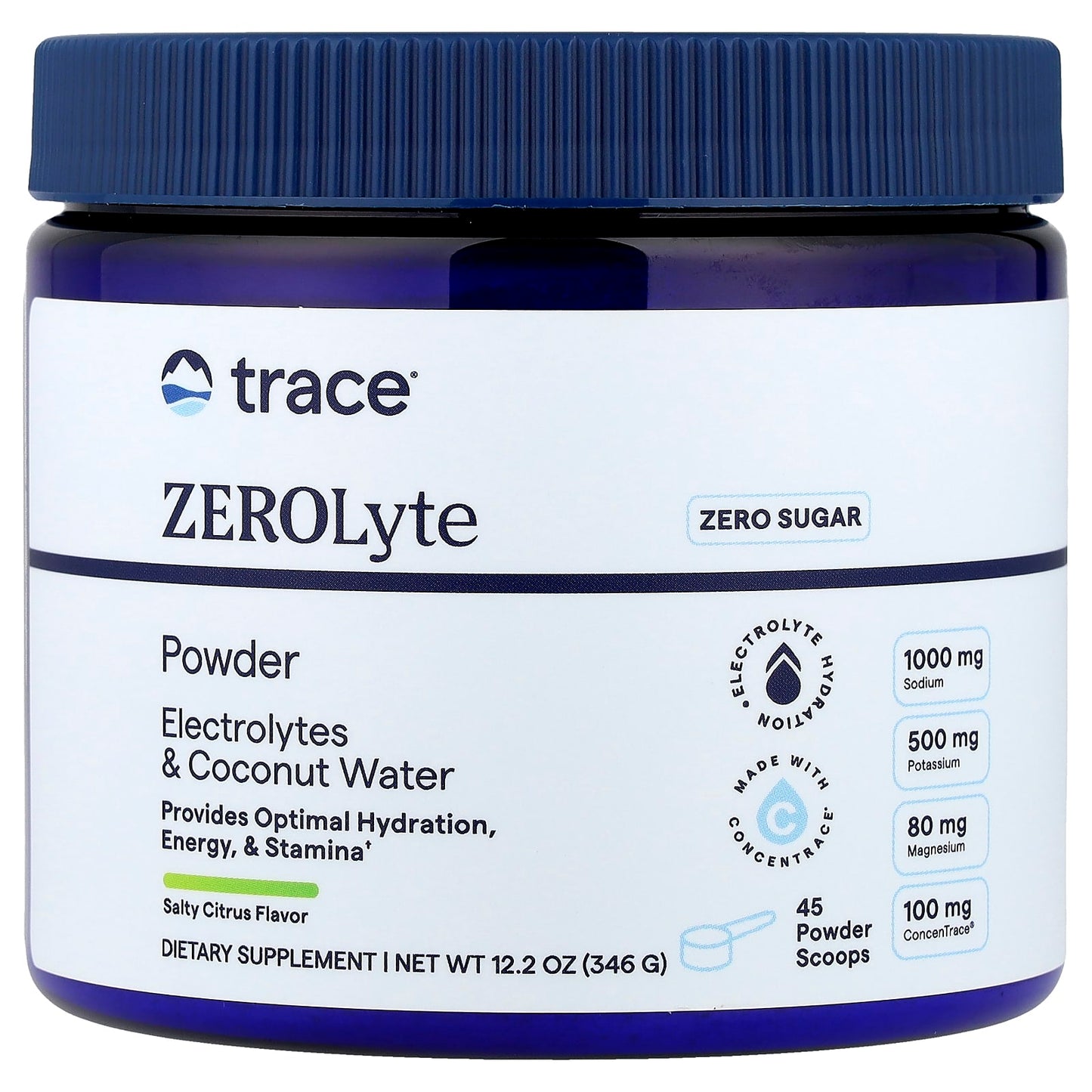 Trace Minerals, ZEROLyte Powder, Salty Citrus, 12.2 oz (346 g) UPC 878941009150 | Hilife Vitamins