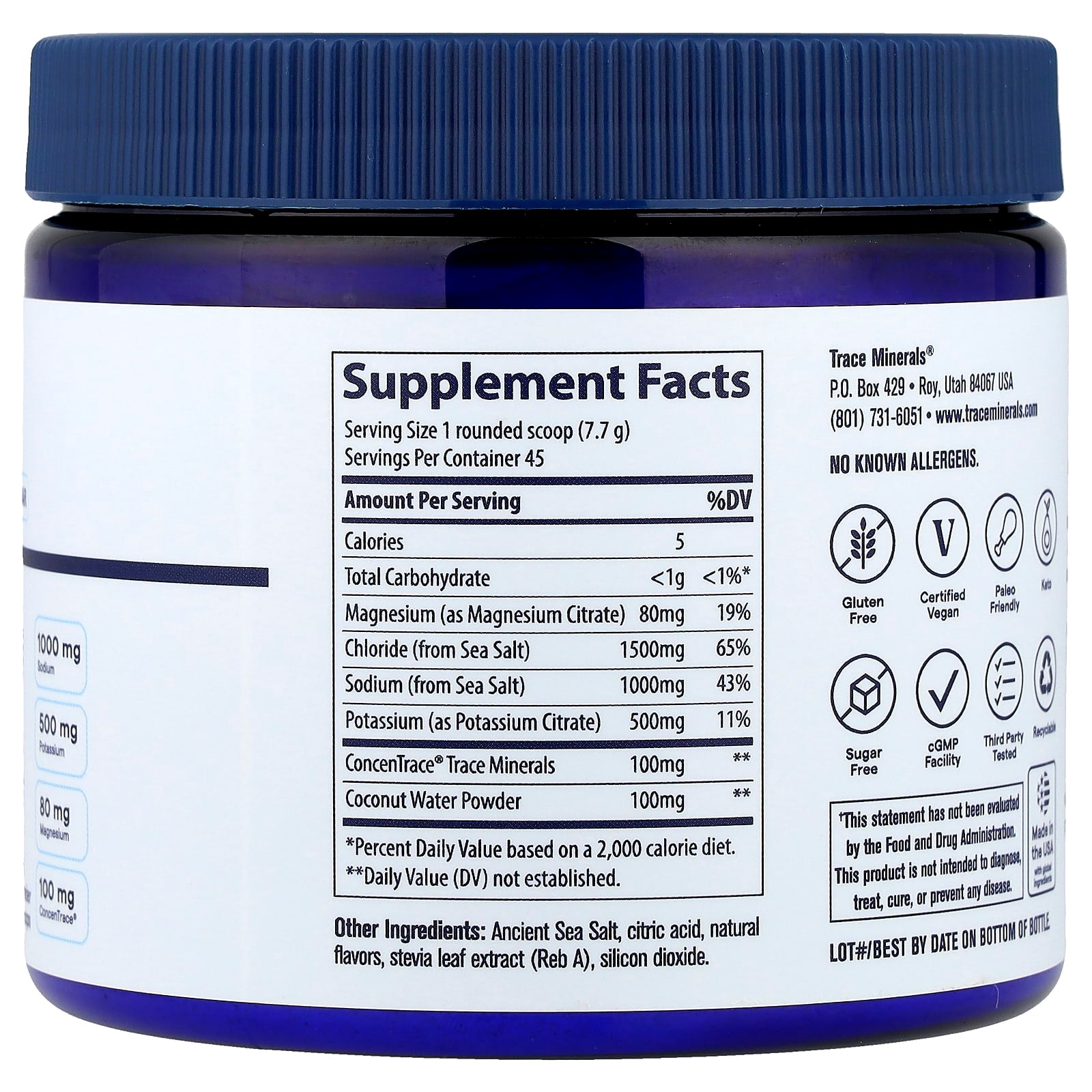 Trace Minerals, ZEROLyte Powder, Salty Citrus, 12.2 oz (346 g) UPC 878941009150 | Hilife Vitamins