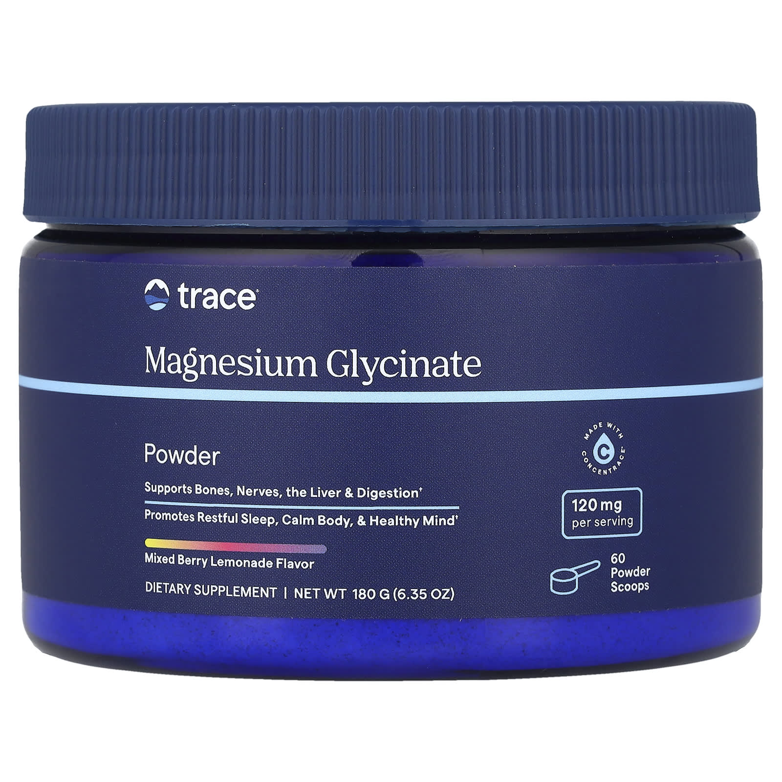Trace Minerals, Magnesium Glycinate Powder, Mixed Berry Lemonade, 6.35 oz (180 g) UPC 878941008481 | HiLife Vitamins