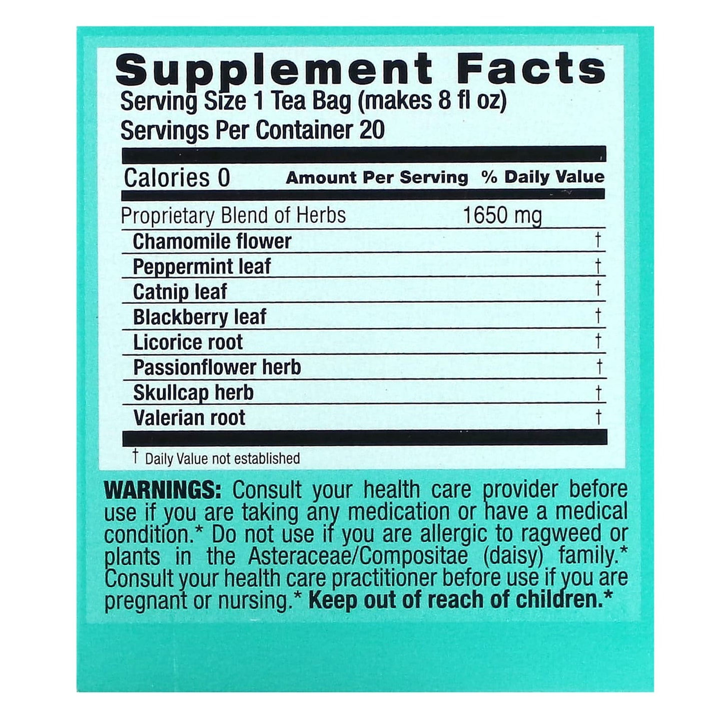 TRIPLE LEAF TEA, Relaxing Tea, 20 BAG UPC 023991000033 | Hilife Vitamins