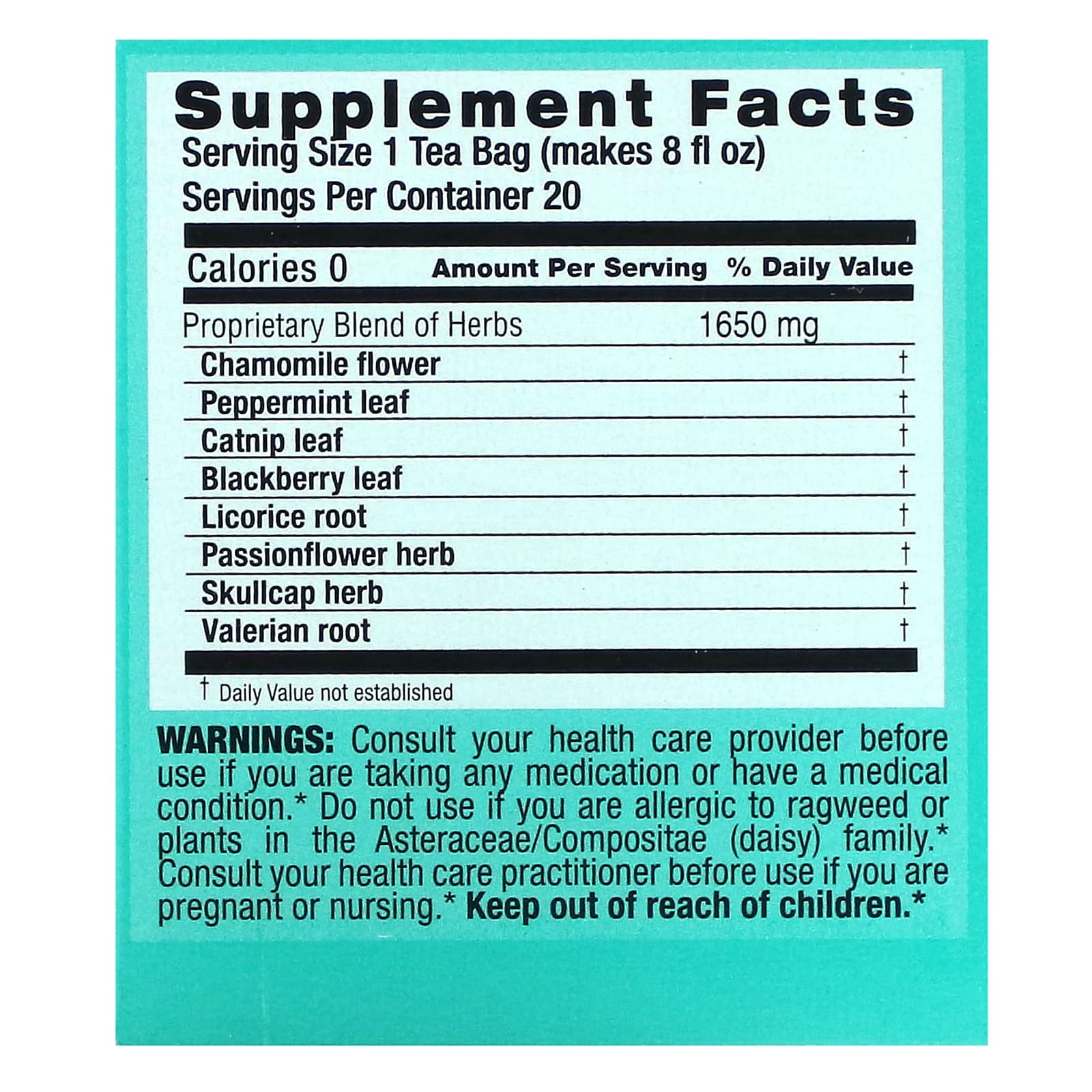 TRIPLE LEAF TEA, Relaxing Tea, 20 BAG UPC 023991000033 | Hilife Vitamins