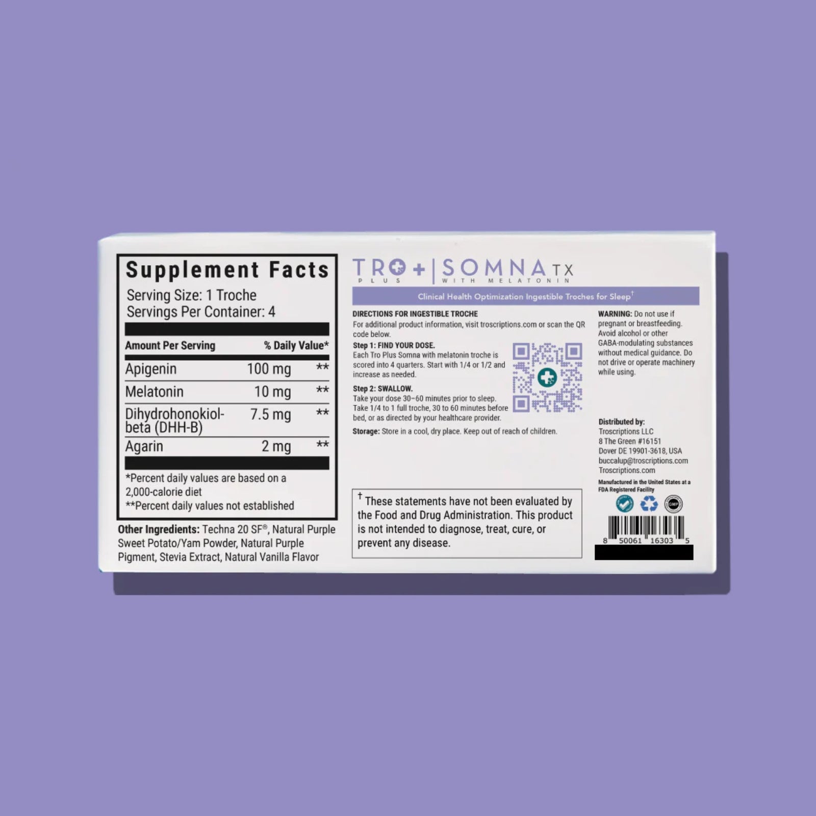 Troscriptions, Tro+ Somna™ with Melatonin †, 4 Qty UPC 850061163035 | Hilife Vitamins