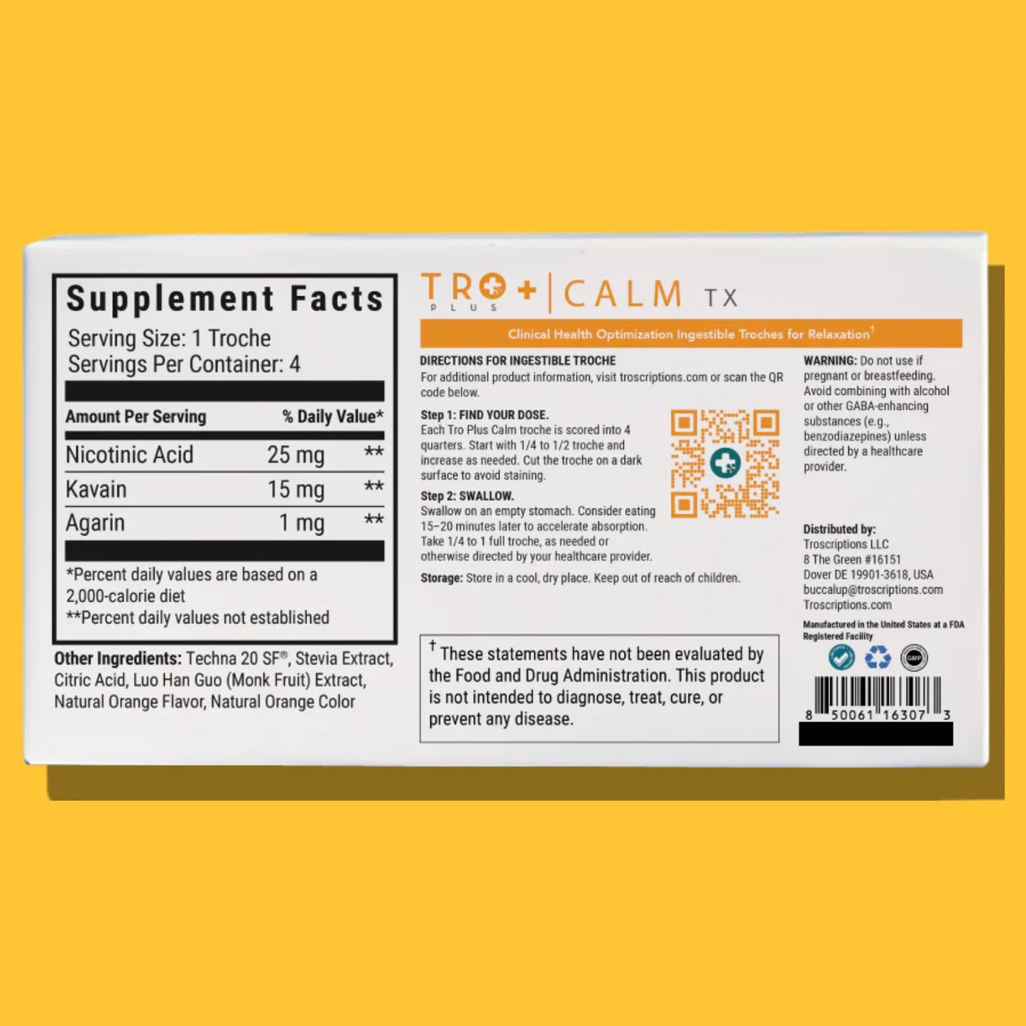 Troscriptions, Tro+ Calm™, 4 Troches UPC 850061163073 | Hilife Vitamins