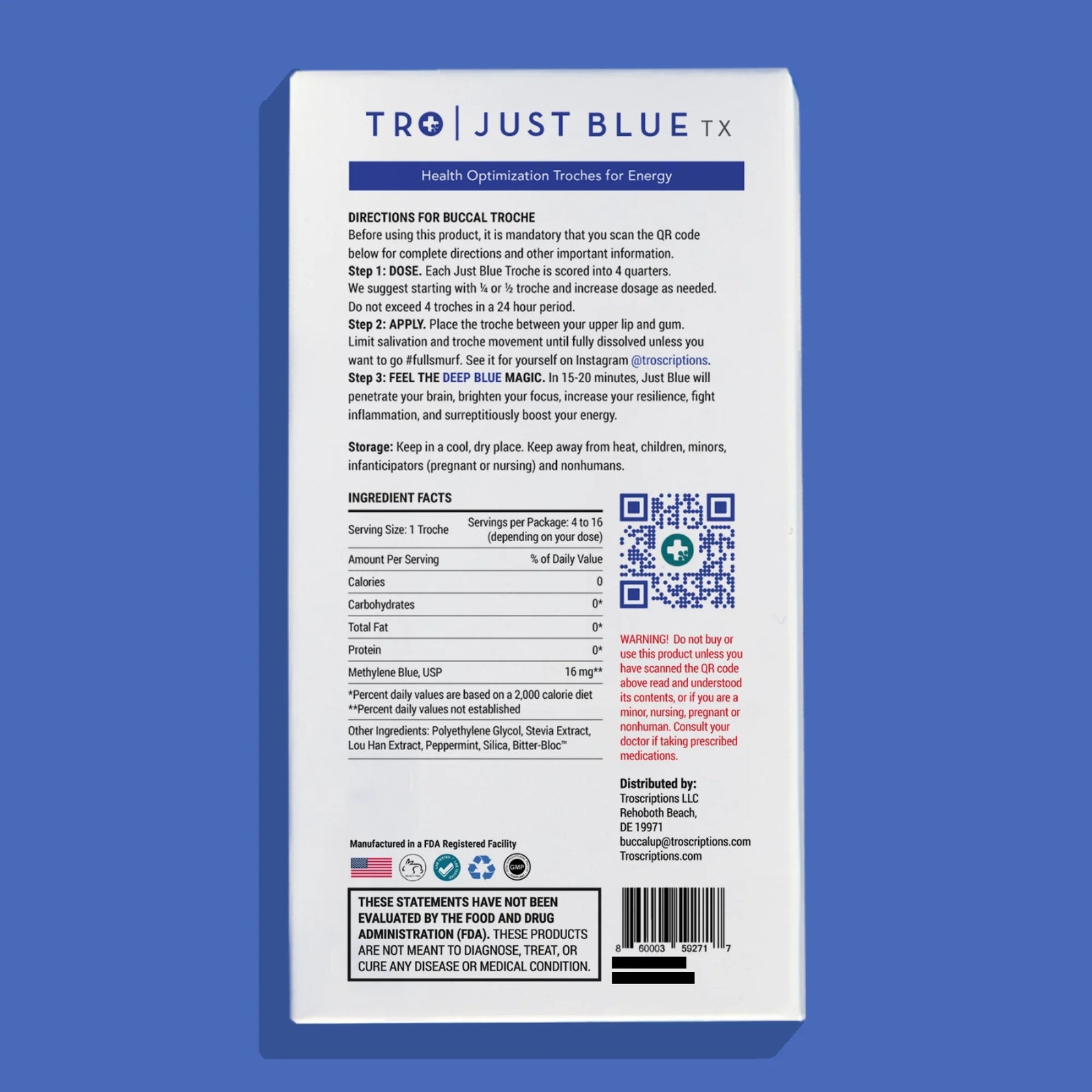 Troscriptions, Just Blue™, 4 Troches - 860003592717 | Hilife Vitamins