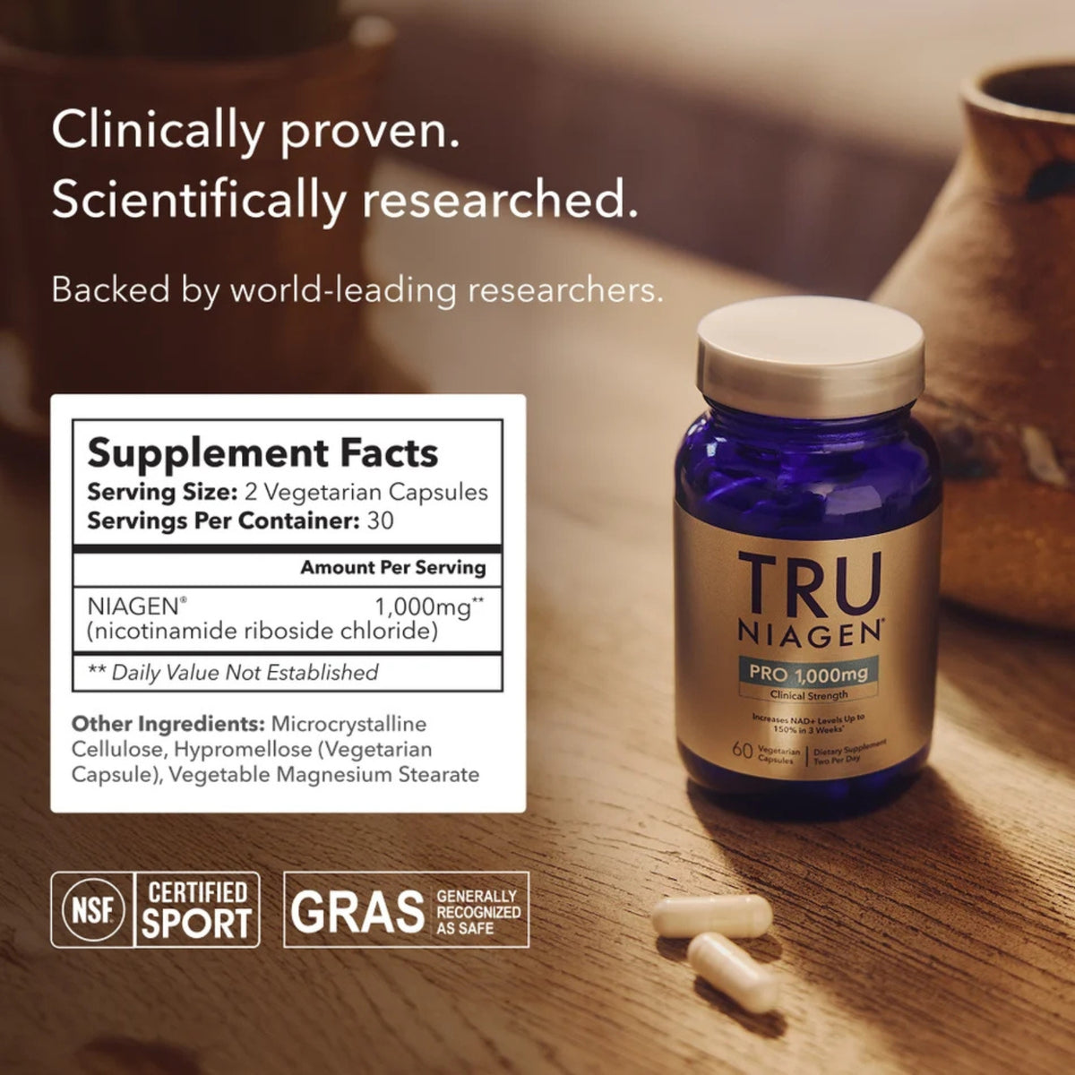Tru Niagen, Tru Niagen® Pro 1,000mg, 60 Vegetarian Capsules UPC 850015311802 | Hilife Vitamins