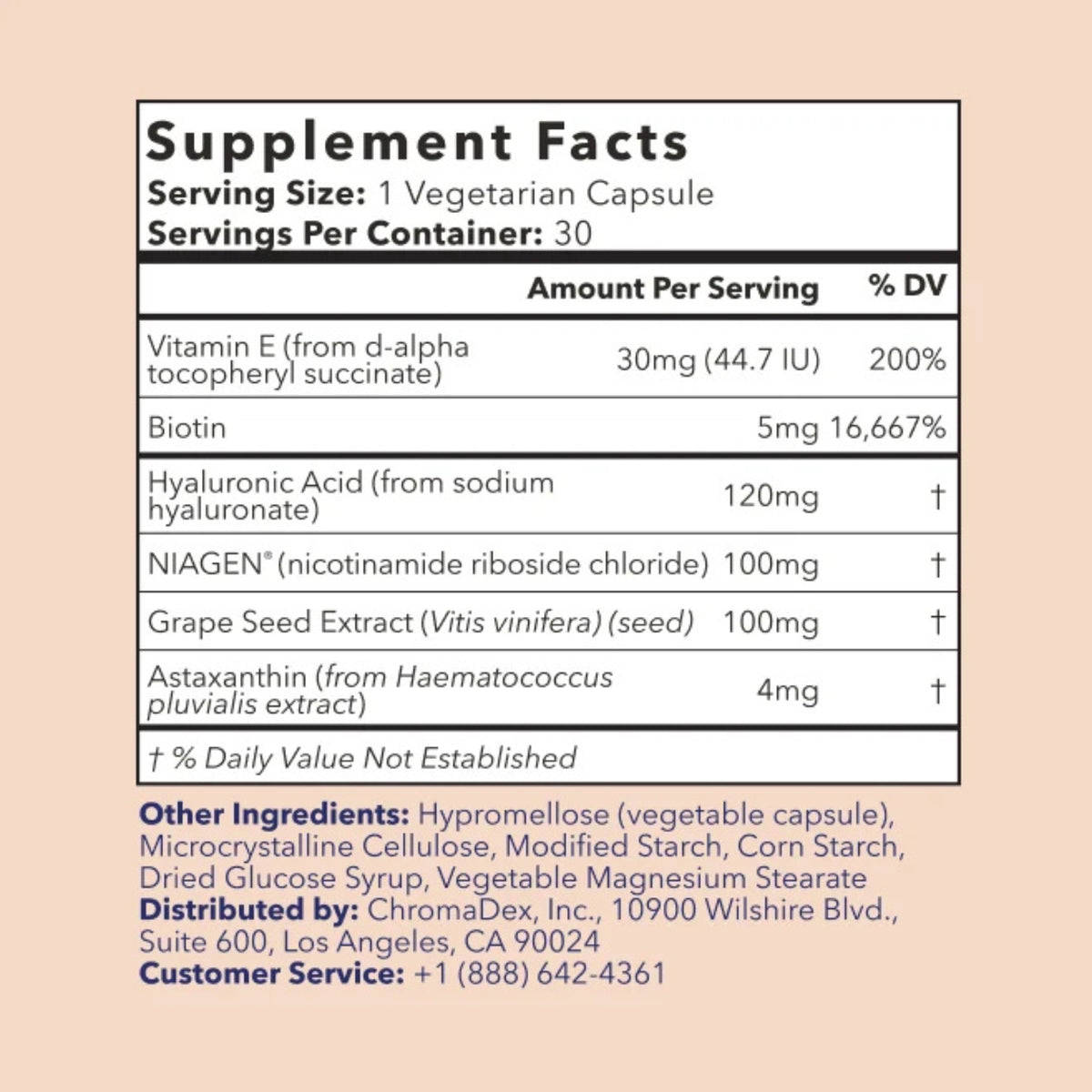 Tru Niagen, Tru Niagen® Beauty, 30 Vegetarian Capsules UPC 850064273229 | Hilife Vitamins