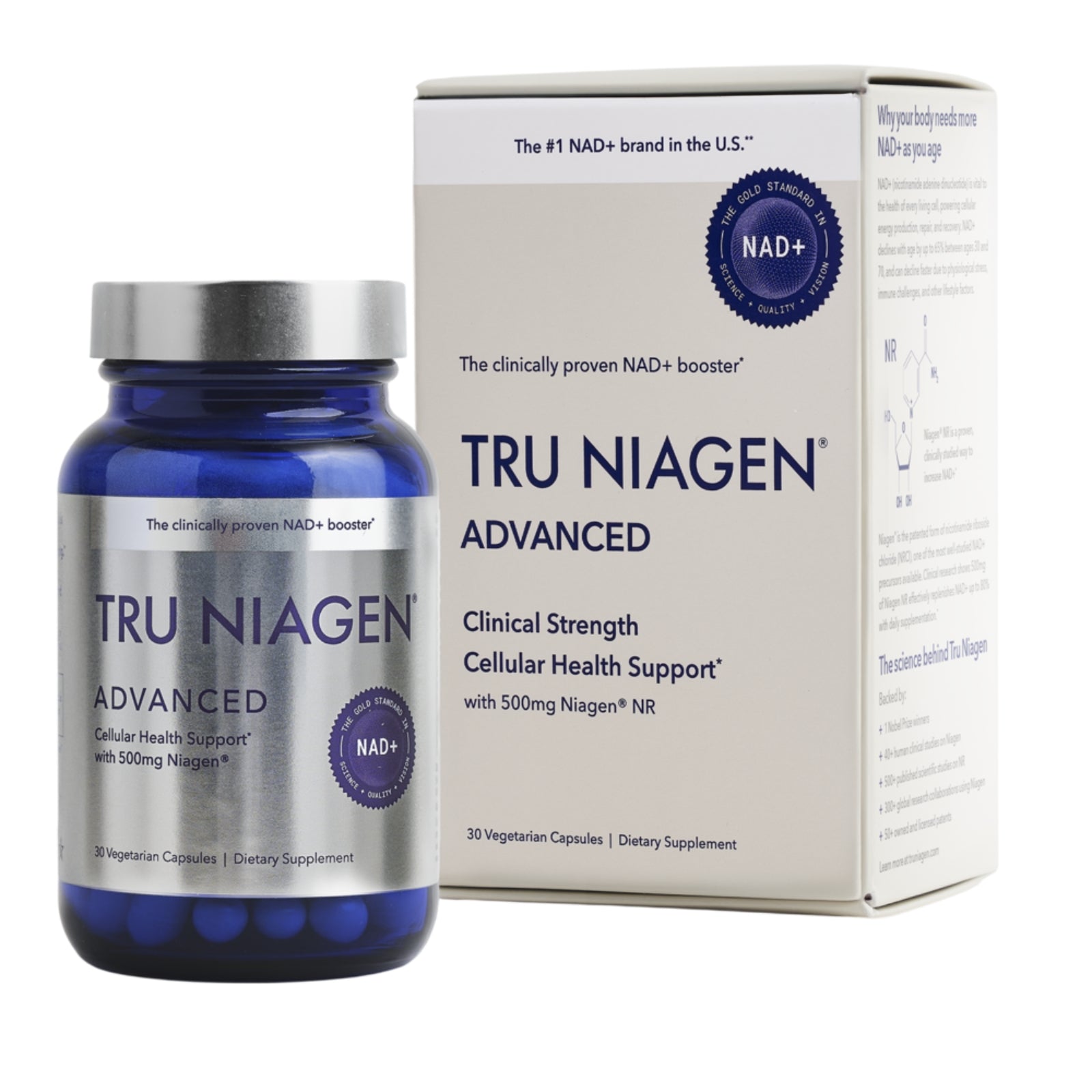 Tru Niagen, Tru Niagen® Advanced, 500mg, 30 Vegetarian Capsules UPC 856029008707 | Hilife Vitamins