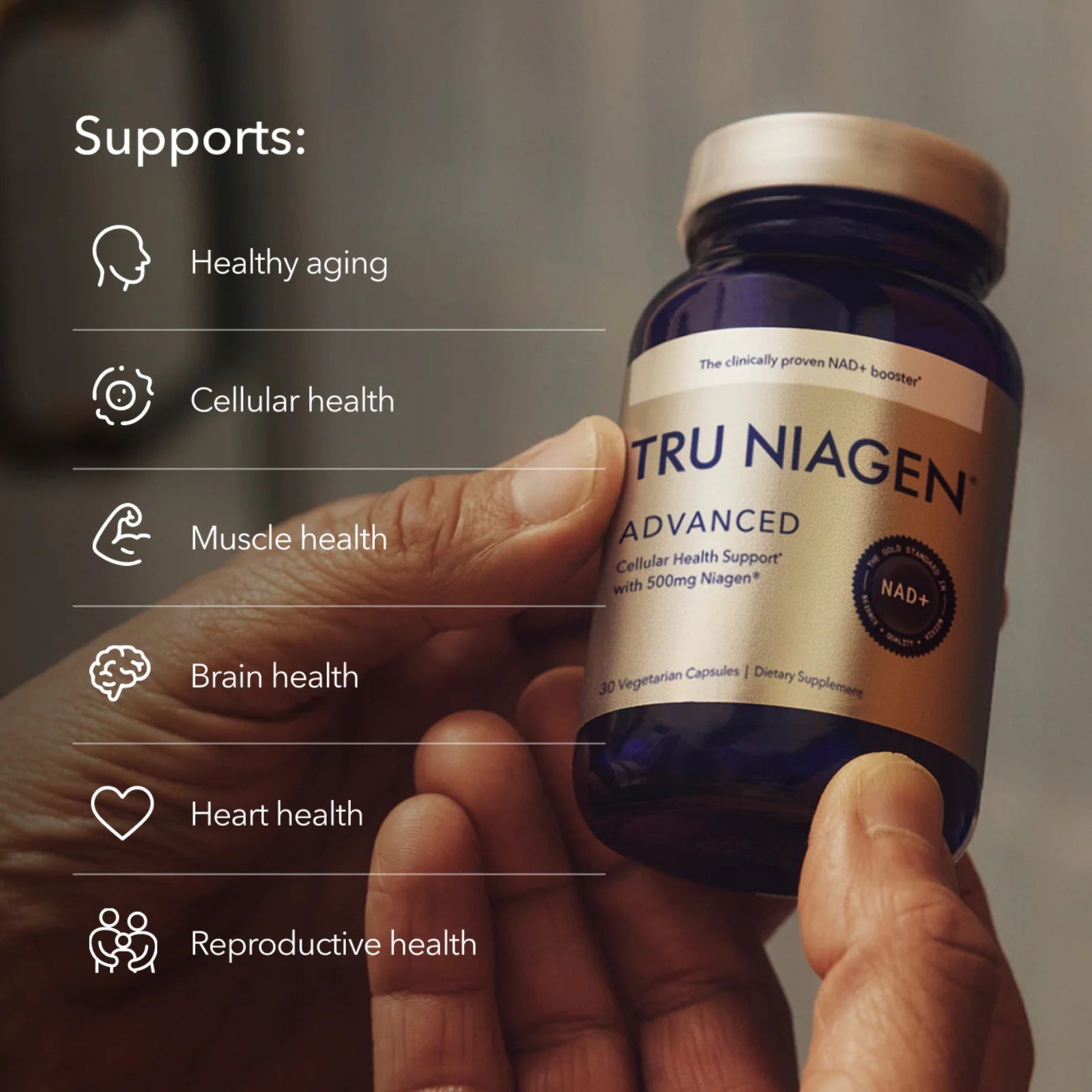 Tru Niagen, Tru Niagen® Advanced, 500mg, 30 Vegetarian Capsules UPC 856029008707 | Hilife Vitamins