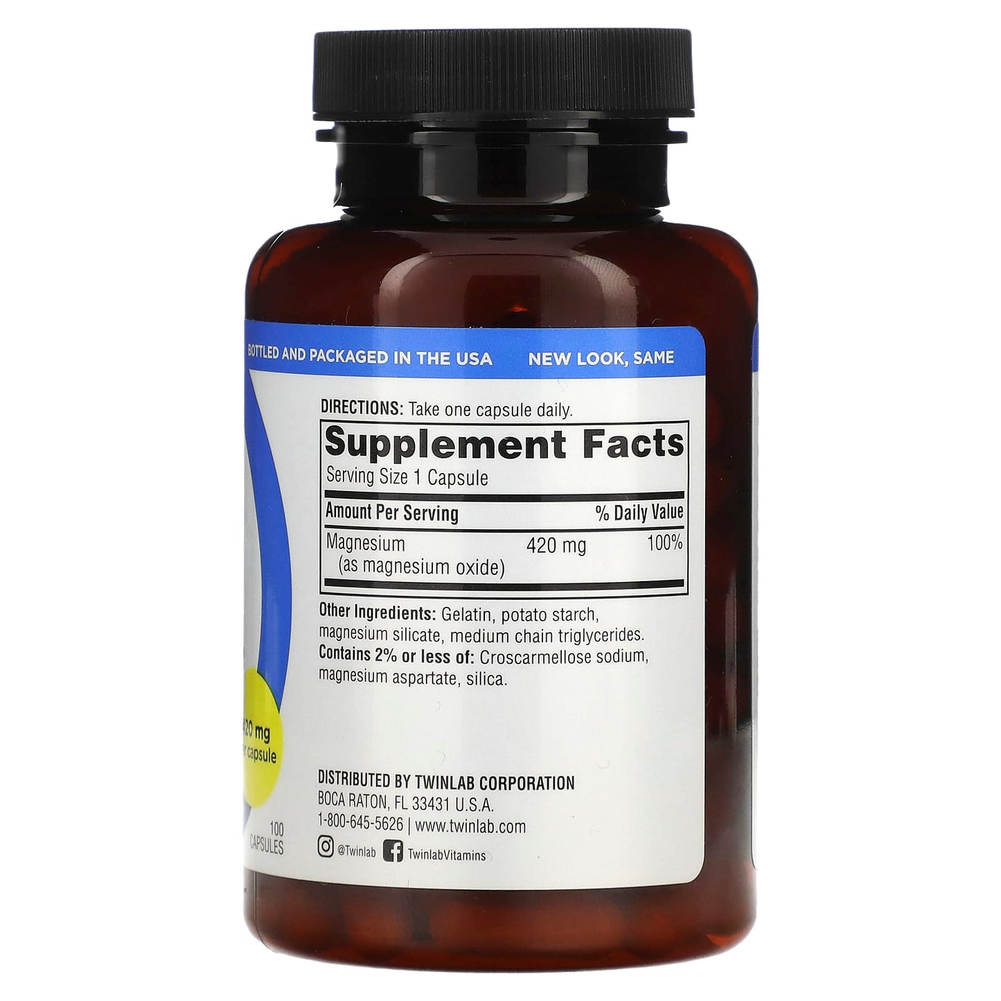 Twinlab, Magnesium 420mg, 100 Capsules UPC 027434010214 | Hilife Vitamins