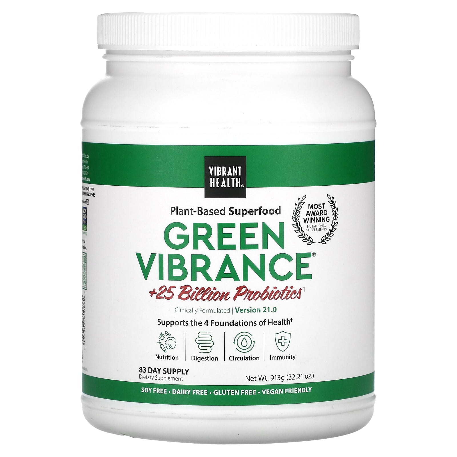 Vibrant Health, Green Vibrance Powder, 32.21 oz UPC 074306800862 | HiLife Vitamins