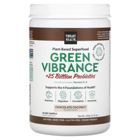 Vibrant Health, Green Vibrance +25 Billion Probiotics, Chocolate Coconut, 12.71 oz UPC 074306801944 | HiLife Vitamins