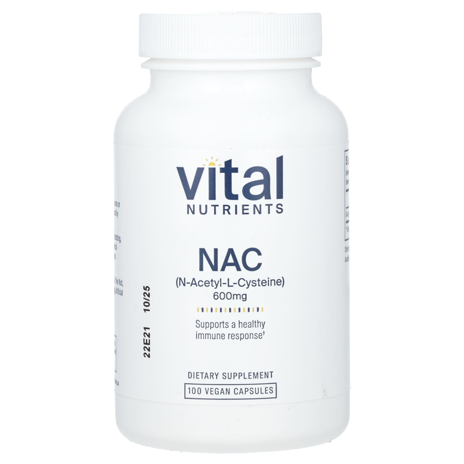 Vital Nutrients, NAC, 600 mg, 100 Vegan Capsules UPC 693465104118 | HiLife Vitamins