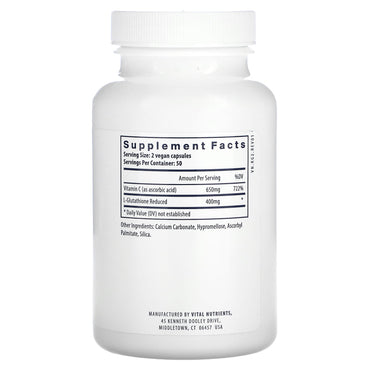 Vital Nutrients, Glutathione, 100 Vegan Capsules UPC 693465105214 | HiLife Vitamins