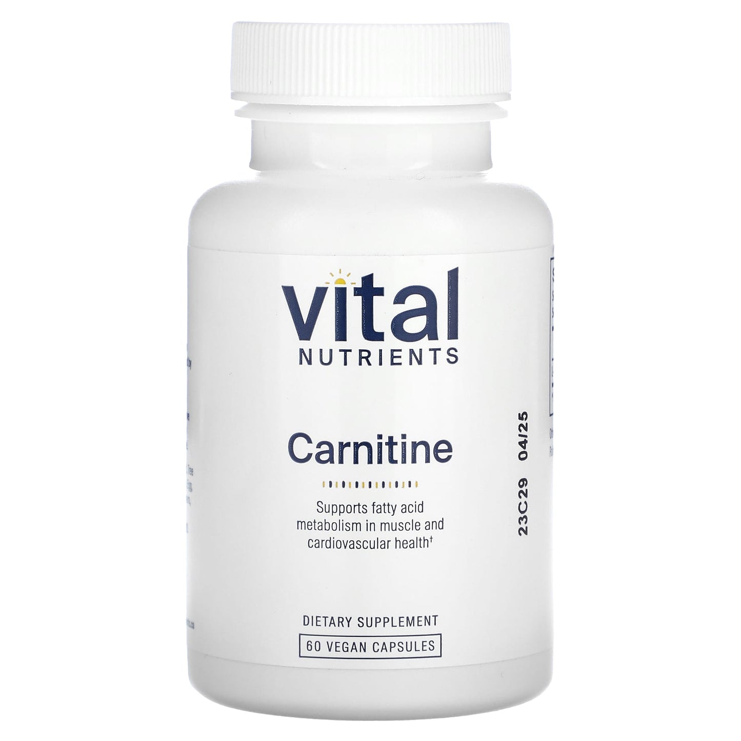 Vital Nutrients, Carnitine, 60 Vegan Capsules UPC 693465106112 | HiLife Vitamins