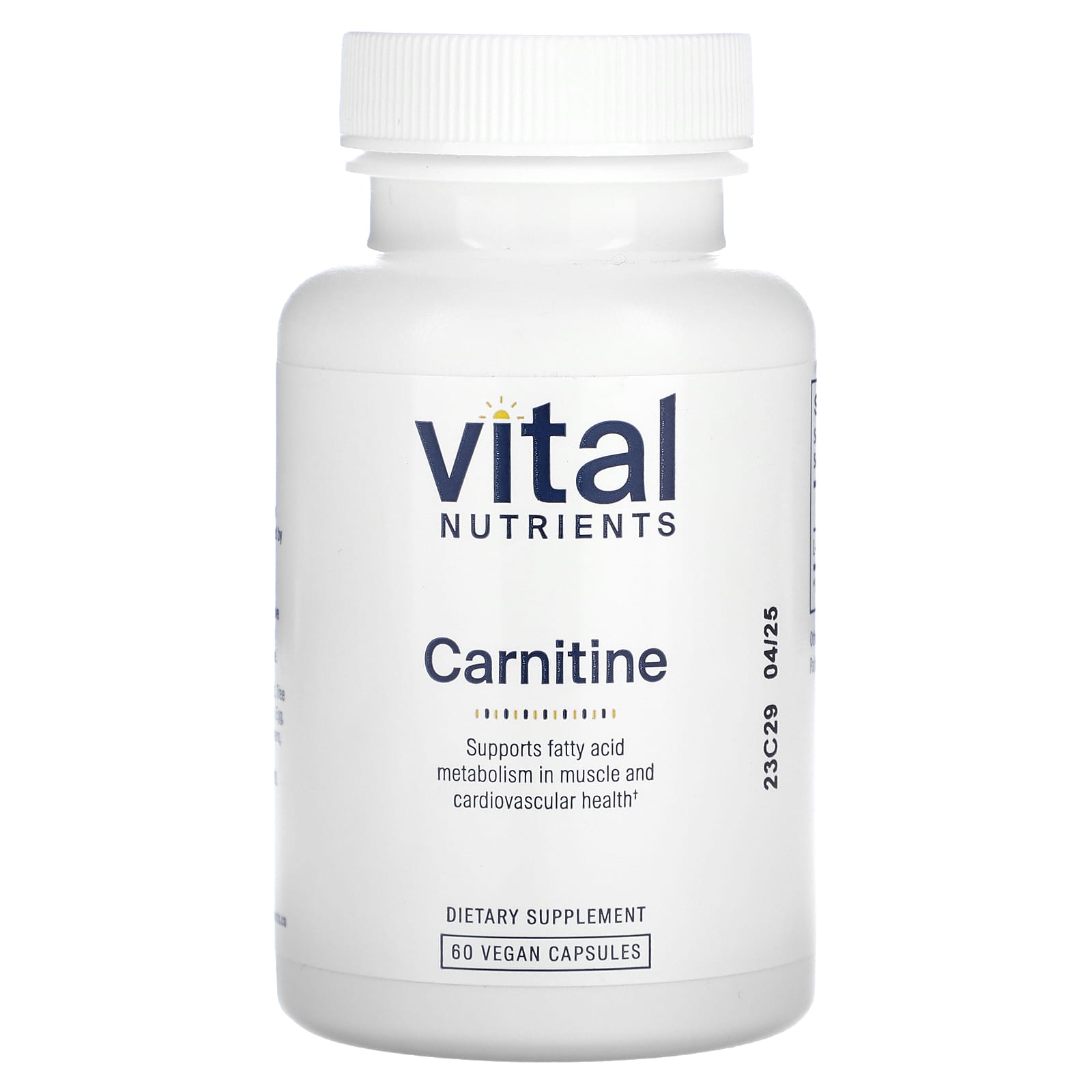 Vital Nutrients, Carnitine, 60 Vegan Capsules UPC 693465106112 | HiLife Vitamins