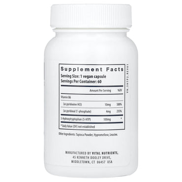 Vital Nutrients, 5-HTP, 100 mg, 60 Capsules UPC 693465110119 | HiLife Vitamins