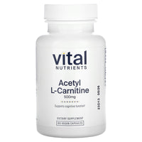 Vital Nutrients, Acetyl L-Carnitine, 500 mg, 60 Vegan Capsules UPC 693465115114 | HiLife Vitamins