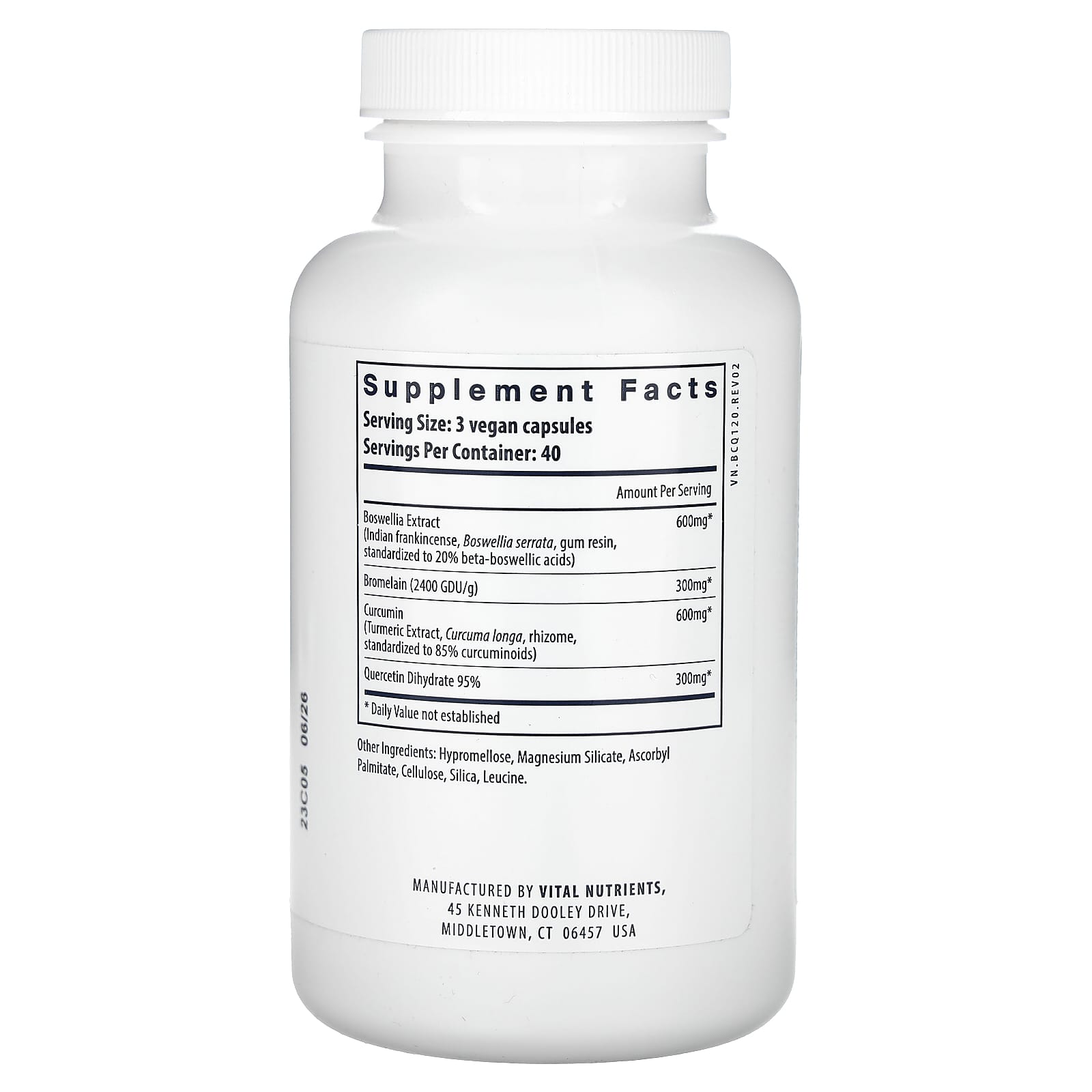 Vital Nutrients, BCQ, 120 Vegan Capsules UPC 693465202210 | HiLife Vitamins