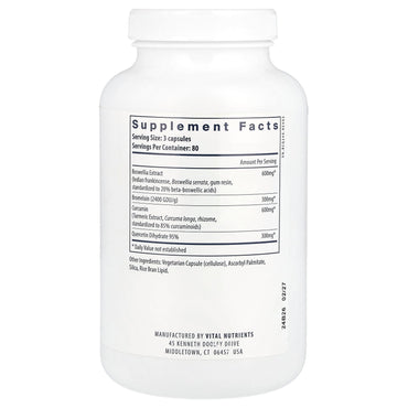 Vital Nutrients, BCQ®, 240 Vegan Capsules UPC 693465202319 | HiLife Vitamins