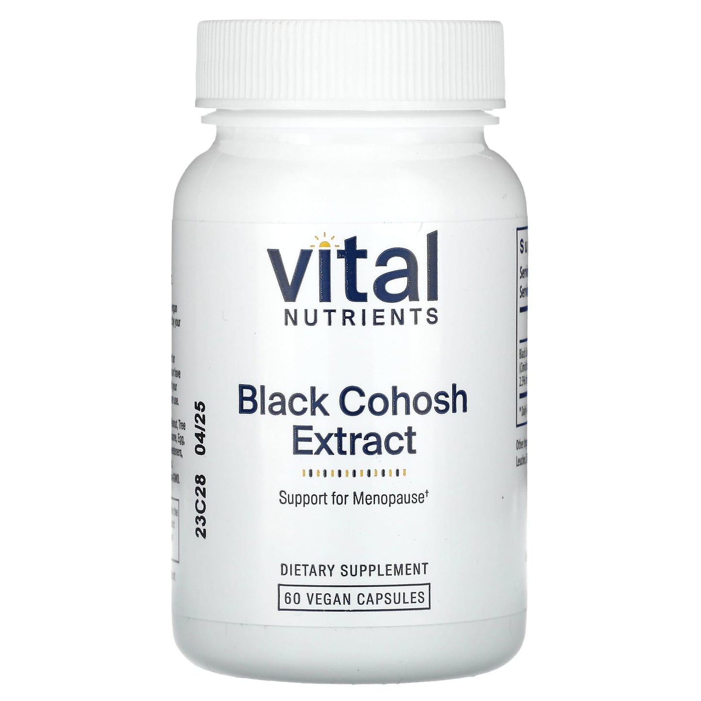 Vital Nutrients, Black Cohosh Extract, 60 Vegan Capsules UPC 693465203118 | HiLife Vitamins