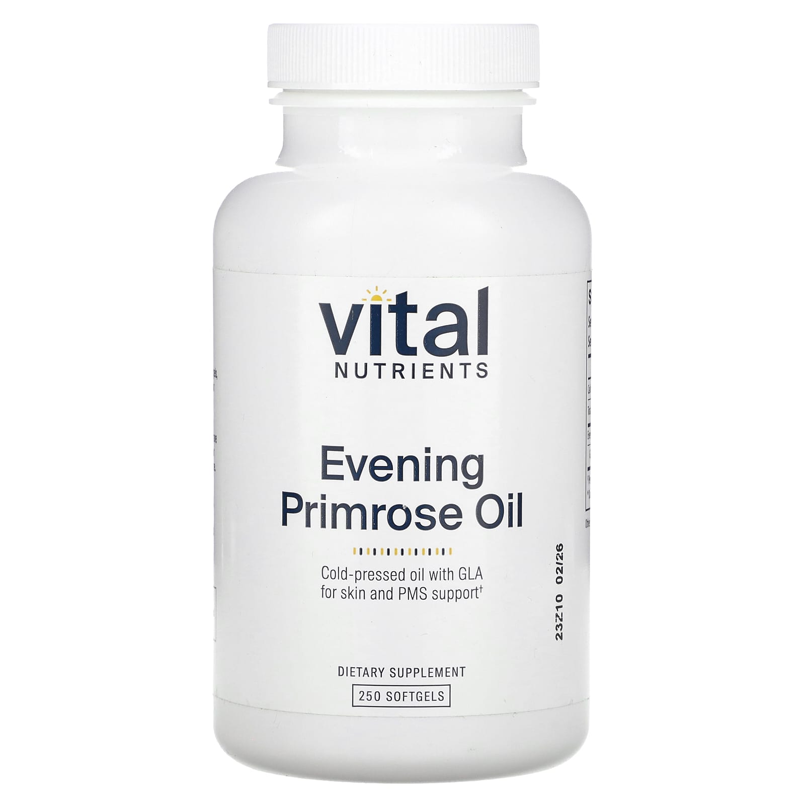 Vital Nutrients, Evening Primrose Oil, 250 Softgels UPC 693465210215 | HiLife Vitamins