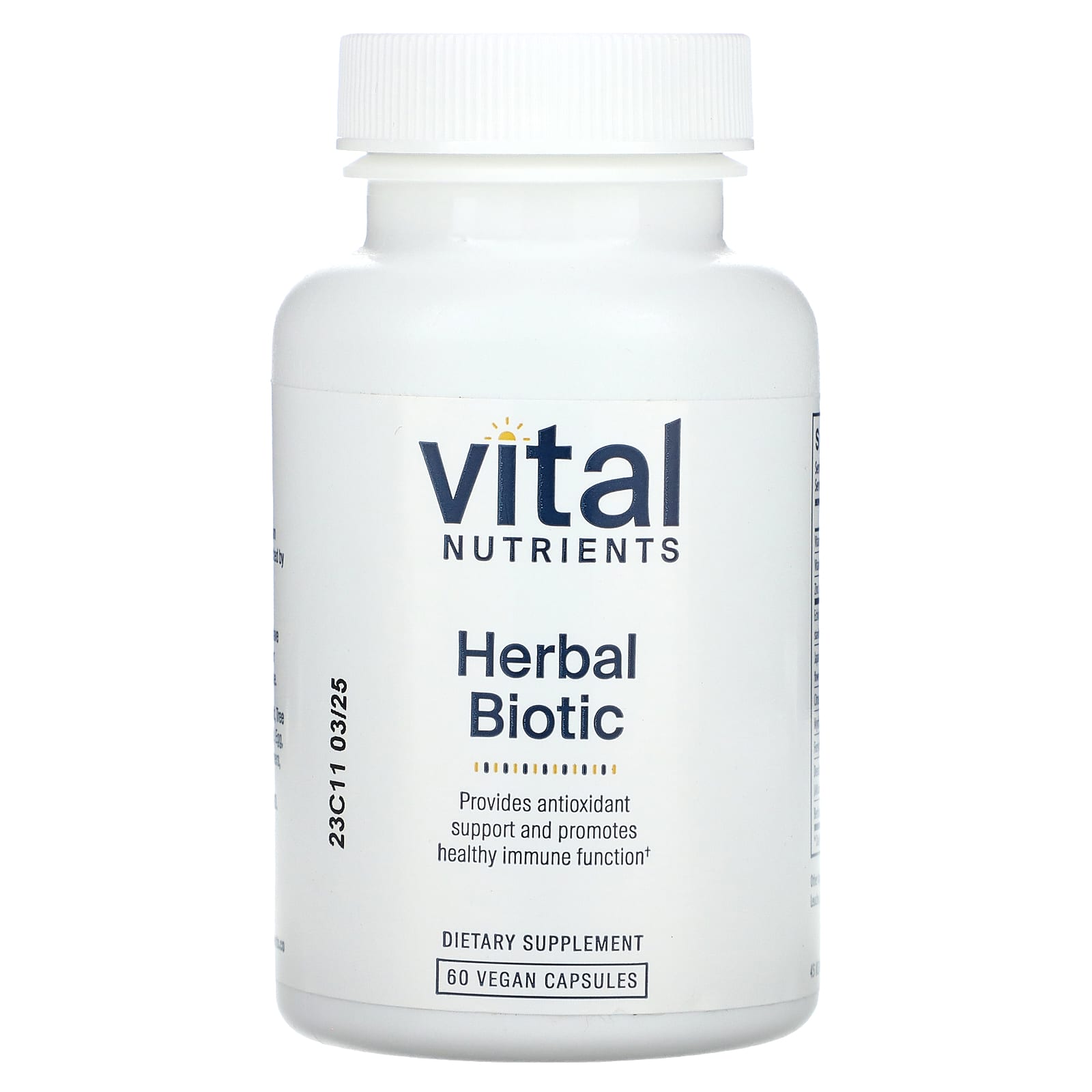 Vital Nutrients, Herbal Biotic, 60 Vegan Capsules UPC 693465221112 | HiLife Vitamins