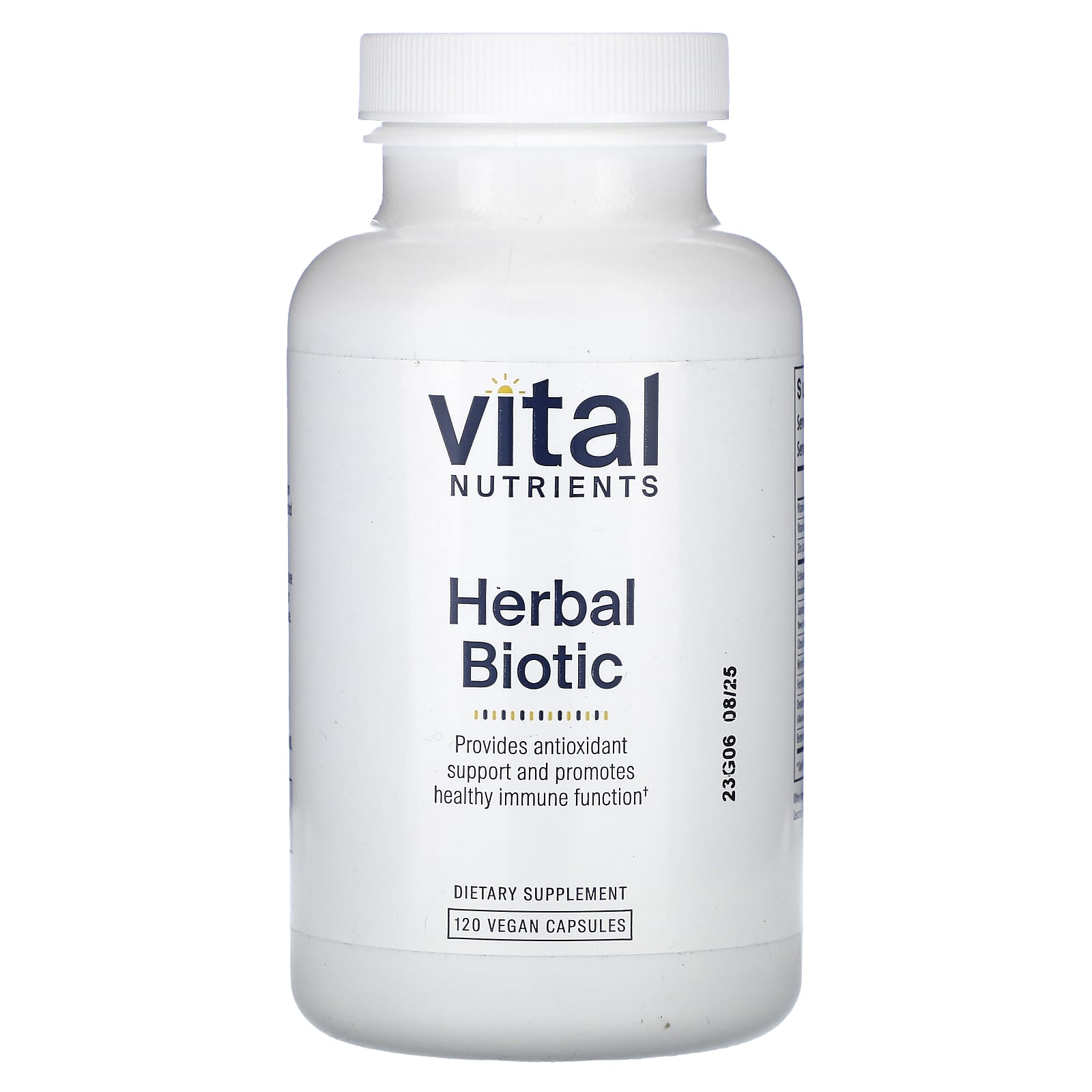 Vital Nutrients, Herbal Biotic, 120 Vegan Capsules UPC 693465221211 | HiLife Vitamins