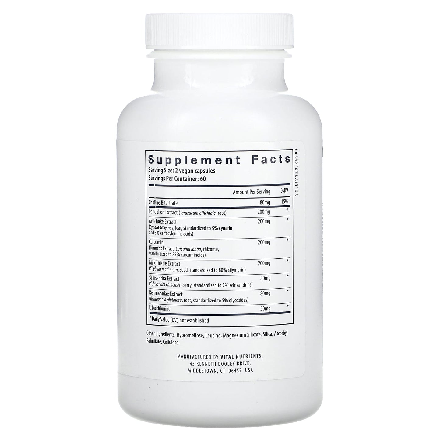 Vital Nutrients, Liver Support, 120 Vegan Capsules UPC 693465235218 | HiLife Vitamins