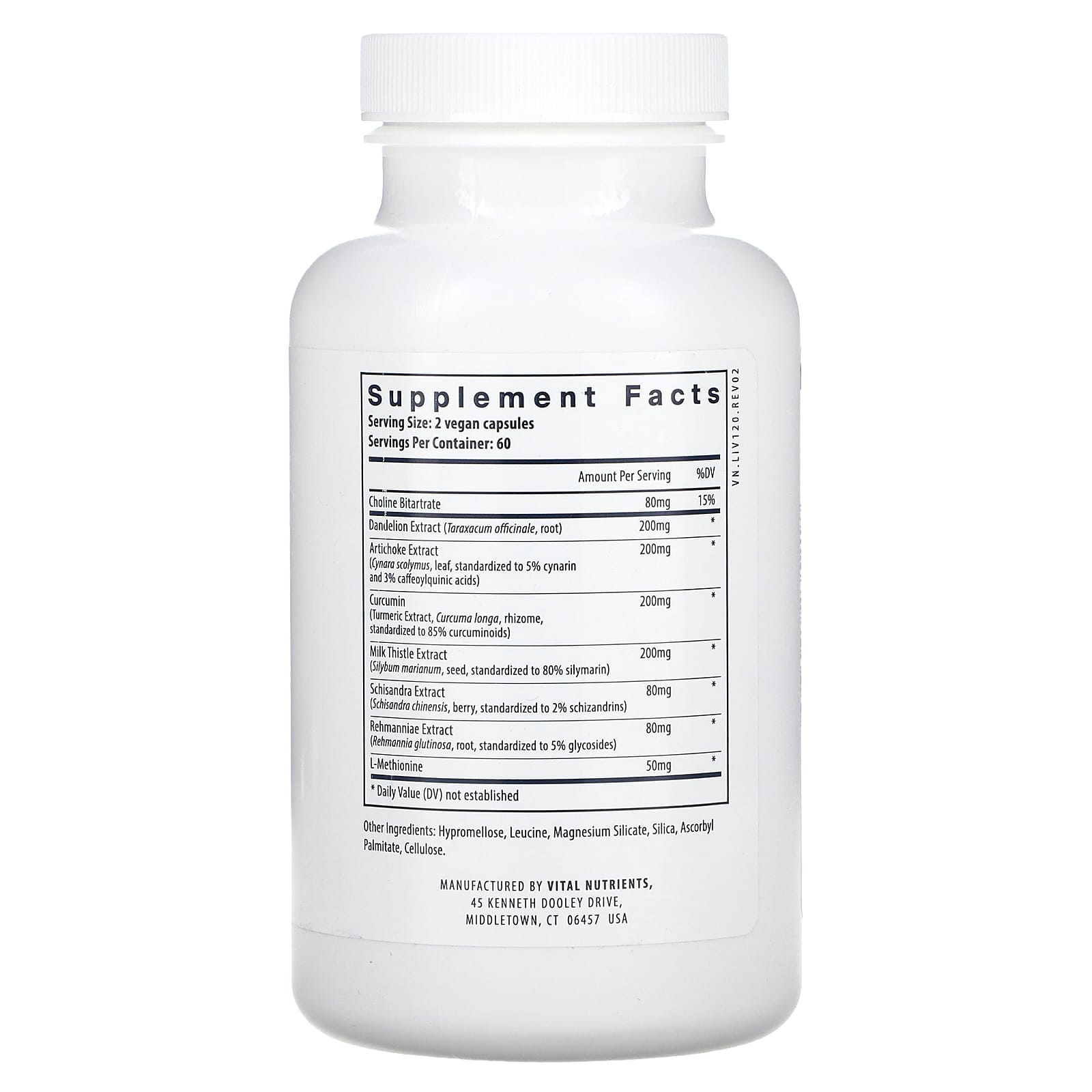 Vital Nutrients, Liver Support, 120 Vegan Capsules UPC 693465235218 | HiLife Vitamins