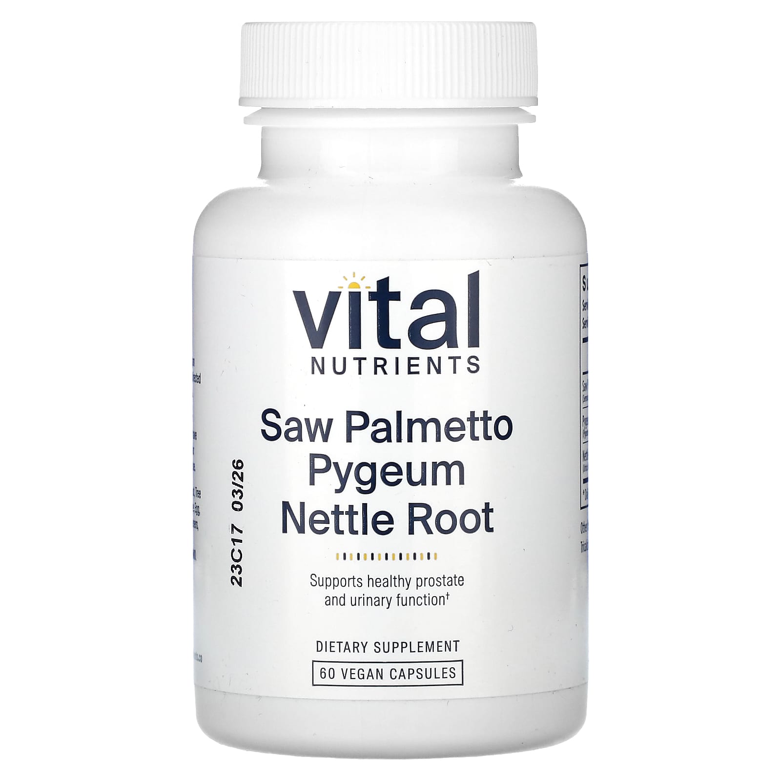 Vital Nutrients, Saw Palmetto Pygeum Nettle Root, 60 Vegan Capsules UPC 693465237113 | HiLife Vitamins