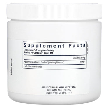 Vital Nutrients, DGL Powder, 4 oz (120 g) UPC 693465248119 | HiLife Vitamins