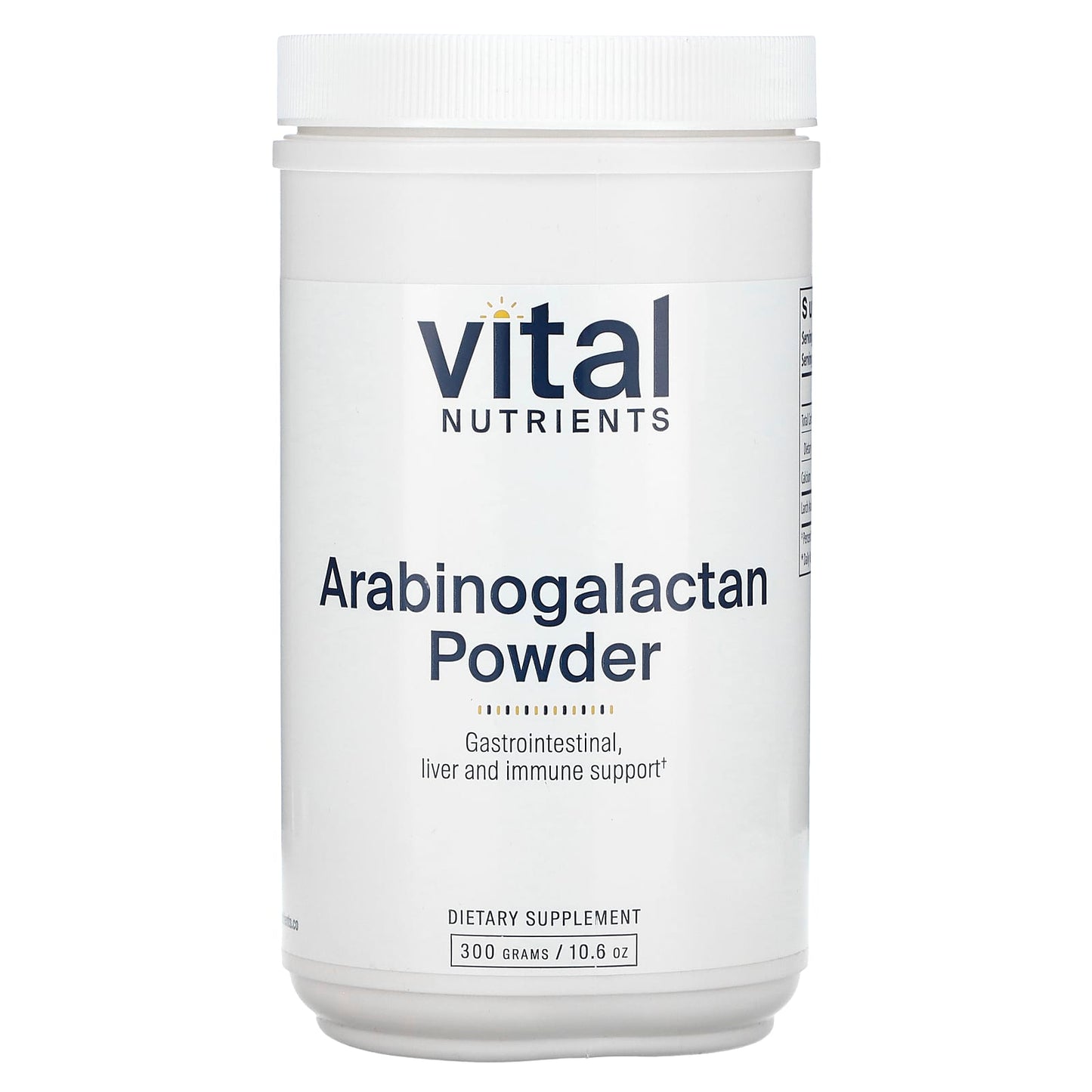 Vital Nutrients, Arabinogalactan Powder, 10.6 oz (300 g) UPC 693465260111 | HiLife Vitamins