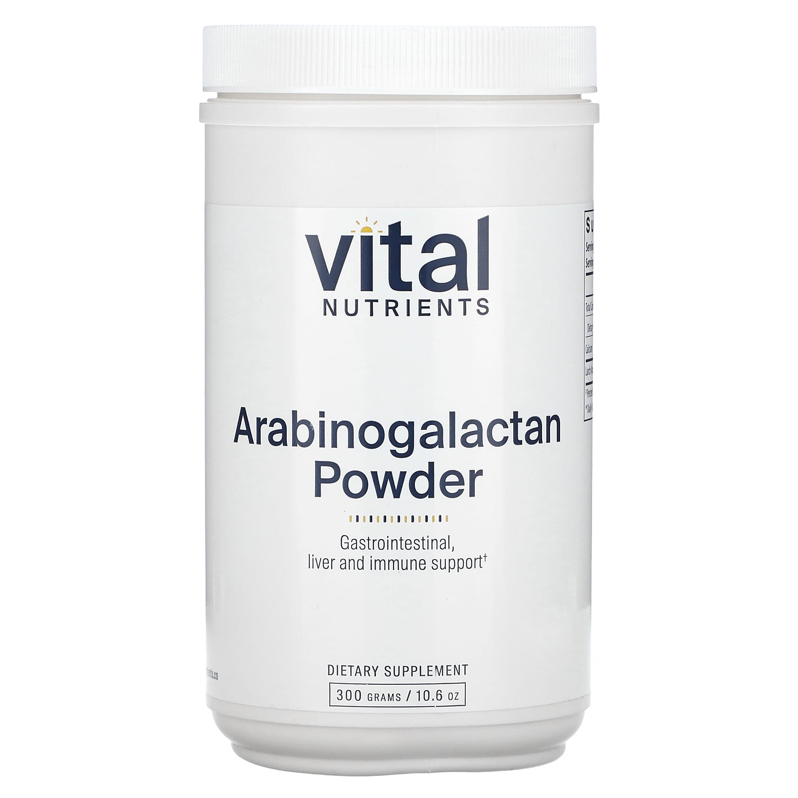 Vital Nutrients, Arabinogalactan Powder, 10.6 oz (300 g) UPC 693465260111 | HiLife Vitamins