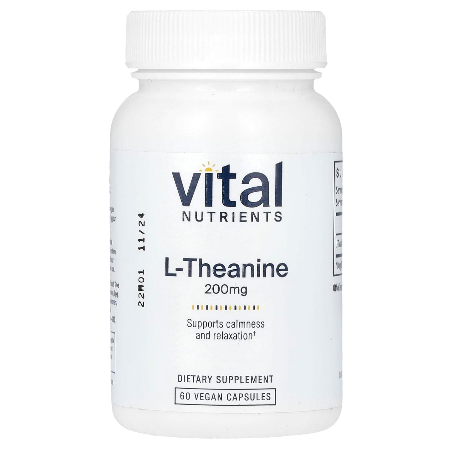 Vital Nutrients, L- Theanine, 200 mg, 60 Vegan Capsules - 693465263112 | Hilife Vitamins