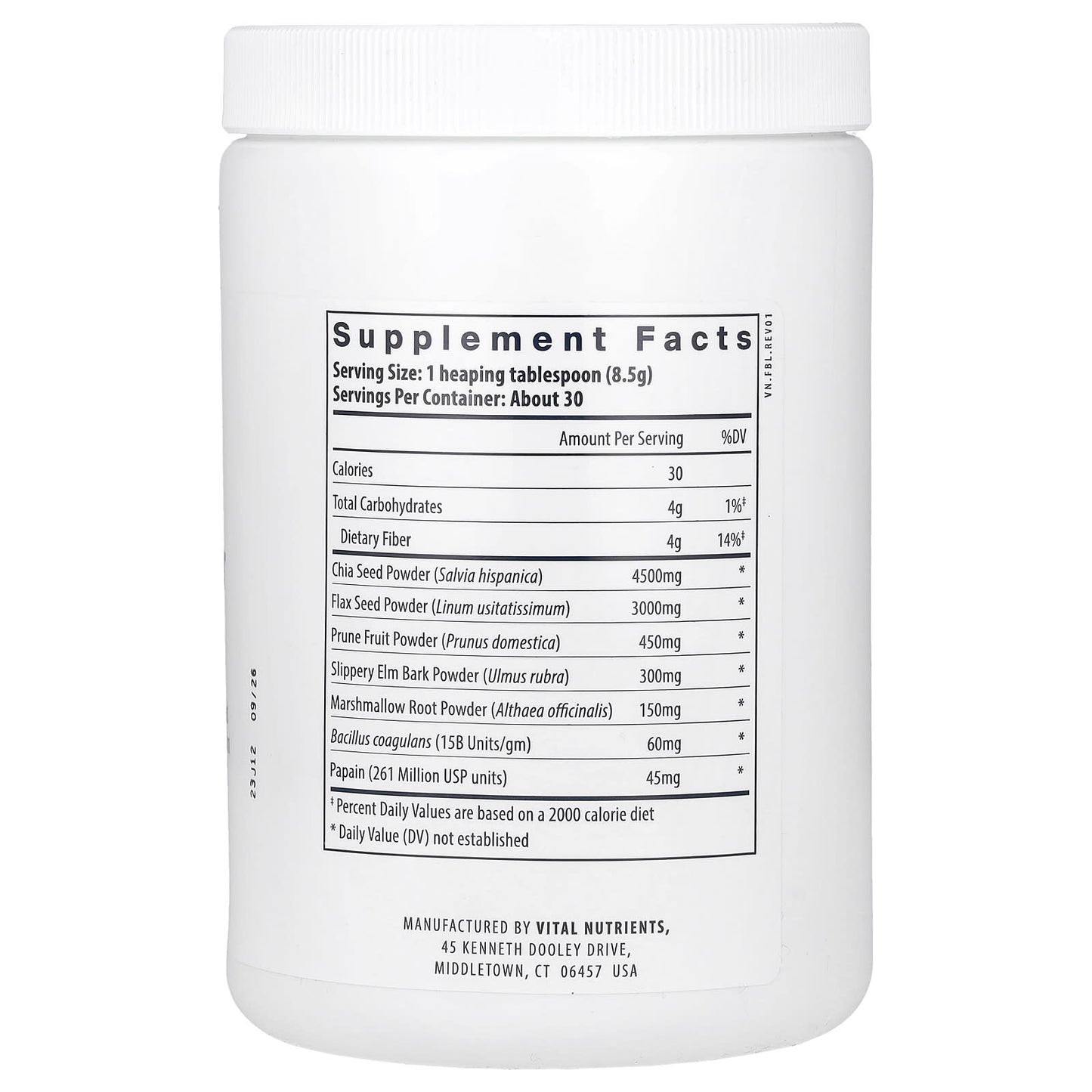Vital Nutrients, Whole Fiber Fusion, 9.2 oz (261 g) UPC 693465277119 | HiLife Vitamins