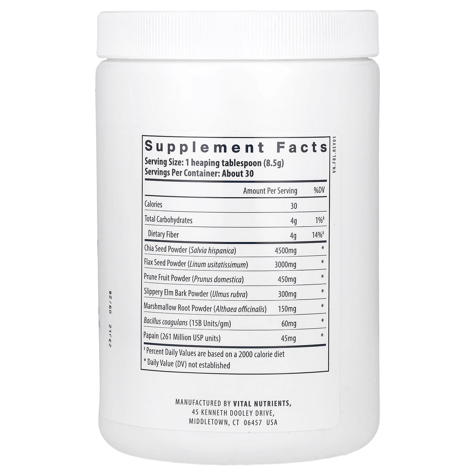 Vital Nutrients, Whole Fiber Fusion, 9.2 oz (261 g) UPC 693465277119 | HiLife Vitamins