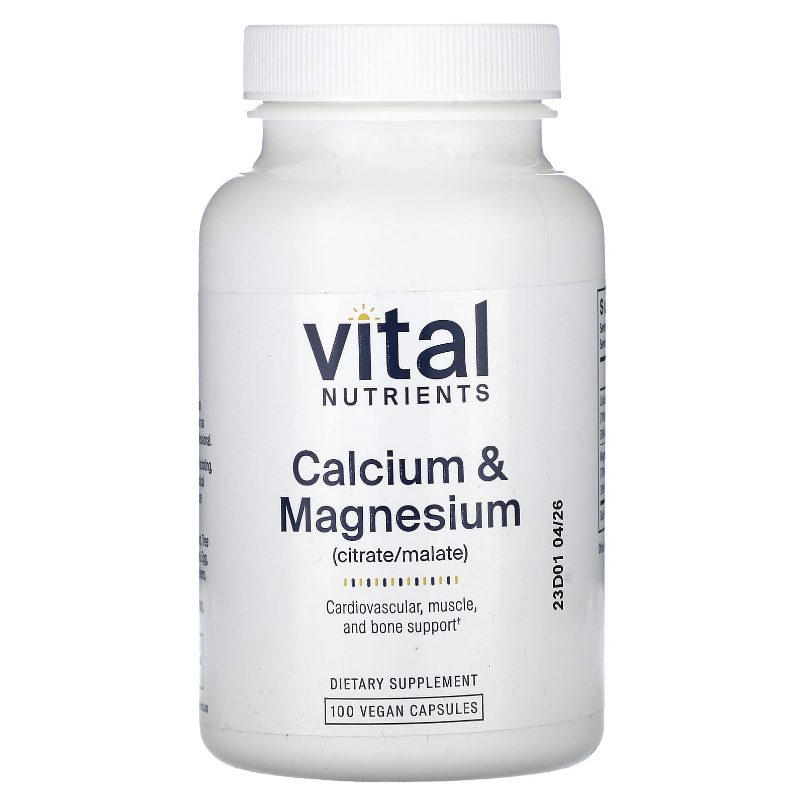 Vital Nutrients, Calcium & Magnesium, 100 Vegan Capsules UPC 693465302118 | HiLife Vitamins