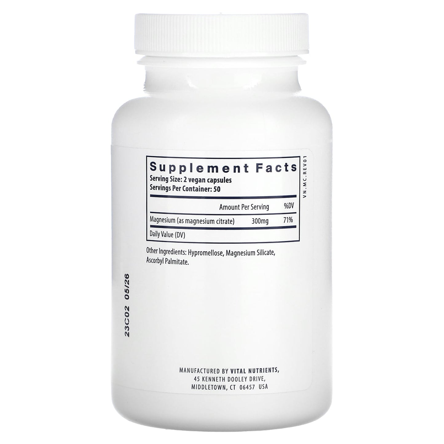 Vital Nutrients, Magnesium (Citrate), 100 Vegan Capsule UPC 693465305119 | HiLife Vitamins