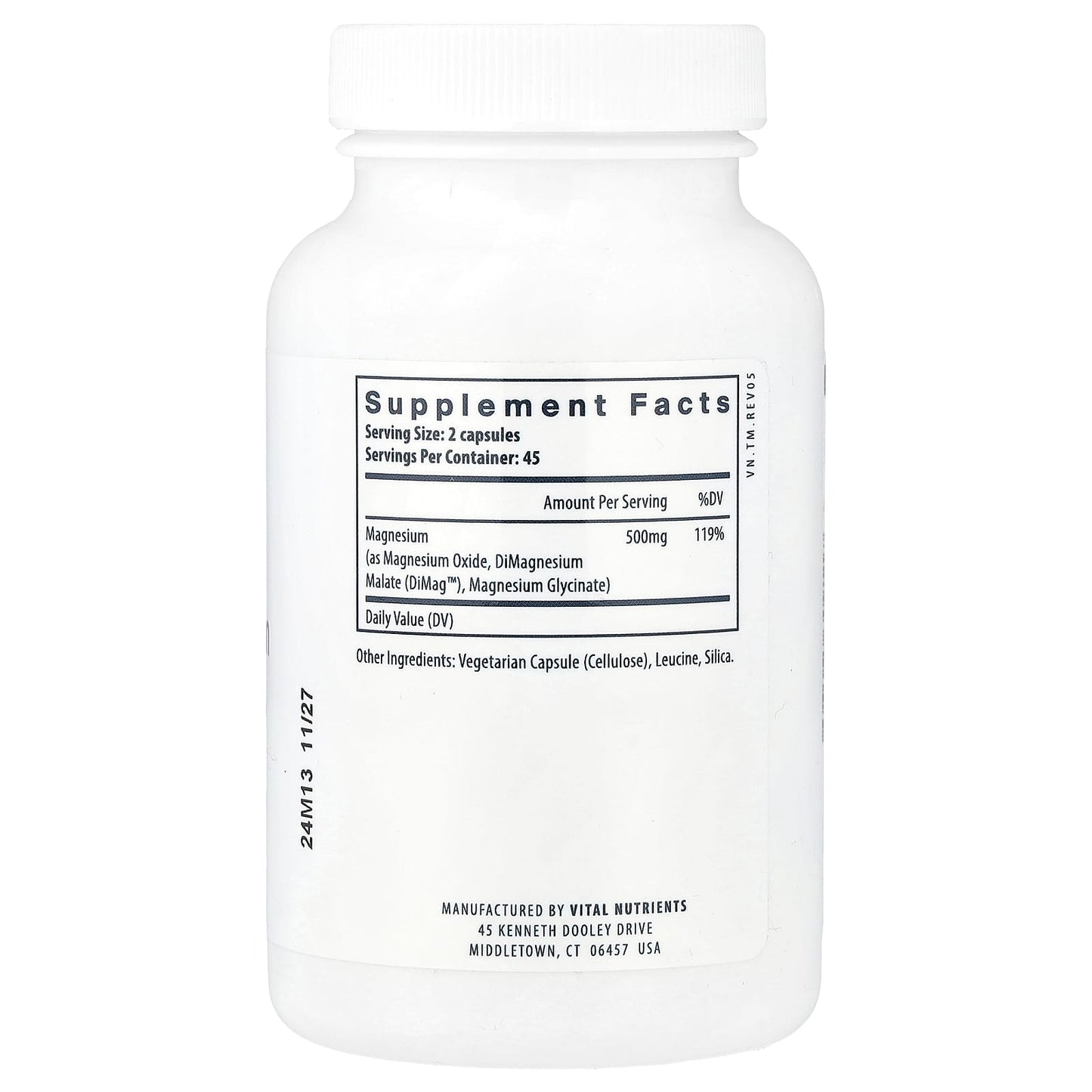 Vital Nutrients, Triple Magnesium Complex, 90 Vegan Capsules UPC 693465309117 | Hilife Vitamins