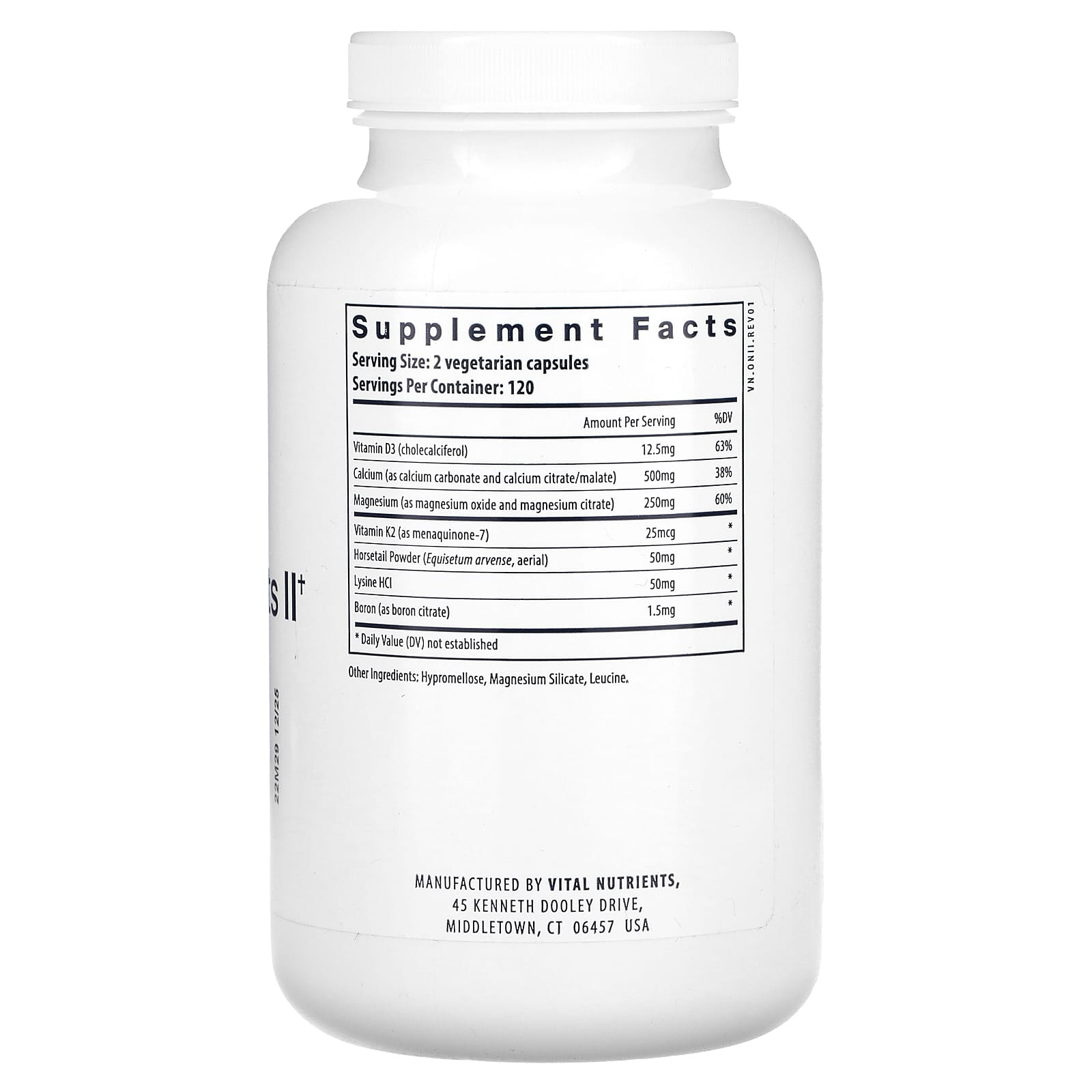 Vital Nutrients, Osteo-Nutrients II with Vitamin K2-7, 240 Vegetarian Capsules UPC 693465311110 | HiLife Vitamins