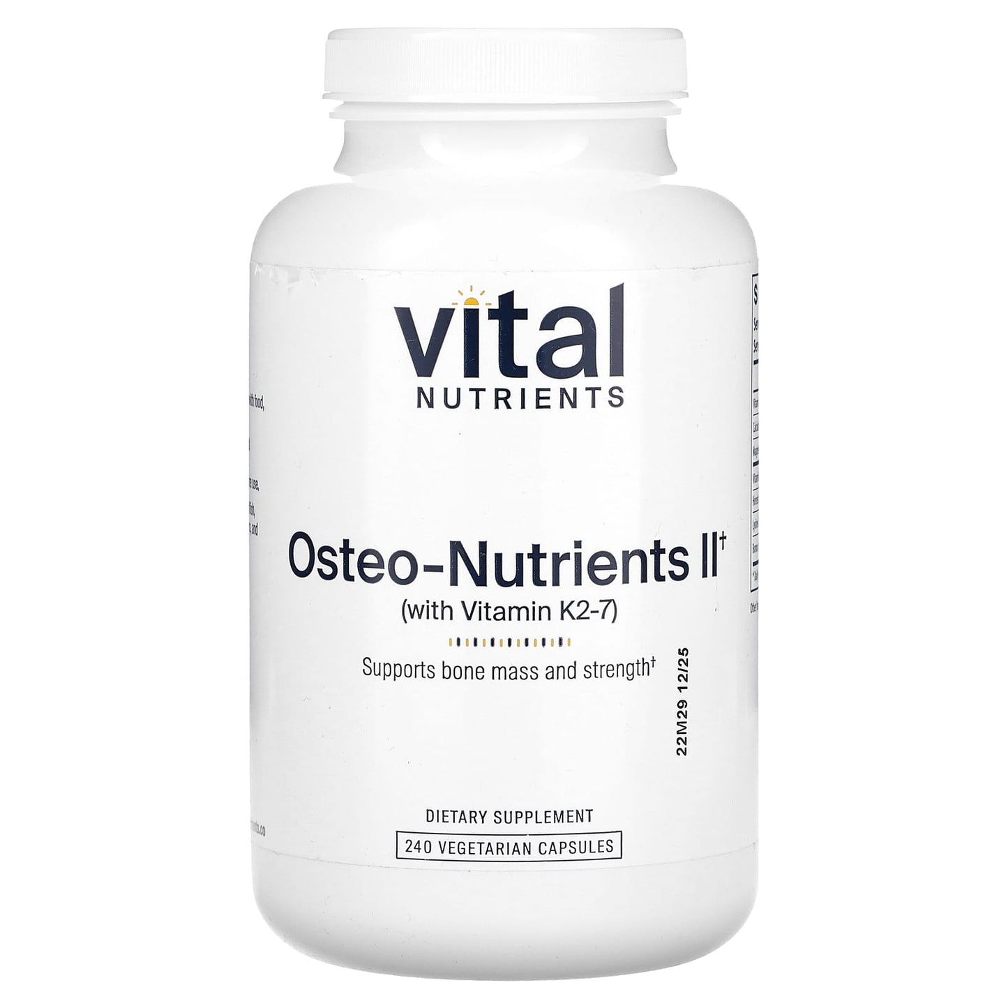 Vital Nutrients, Osteo-Nutrients II with Vitamin K2-7, 240 Vegetarian Capsules UPC 693465311110 | HiLife Vitamins