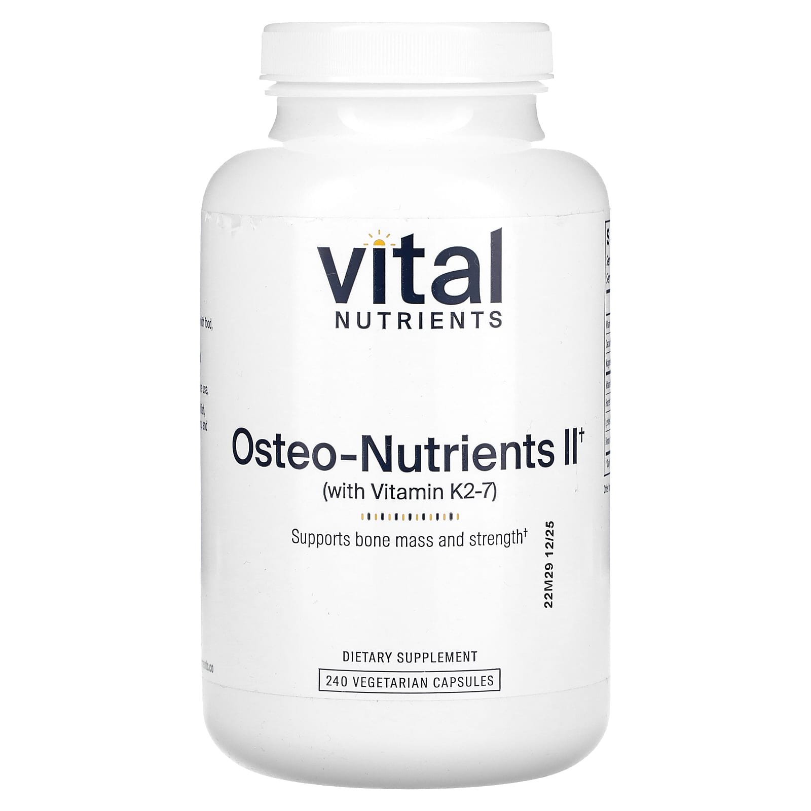 Vital Nutrients, Osteo-Nutrients II with Vitamin K2-7, 240 Vegetarian Capsules UPC 693465311110 | HiLife Vitamins